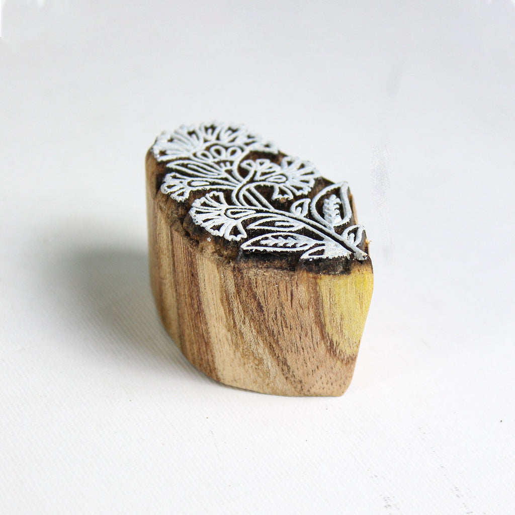 Hand Carved Wooden Printing Block Meadow Blossom W 1.25inch X L 2inch 1pc