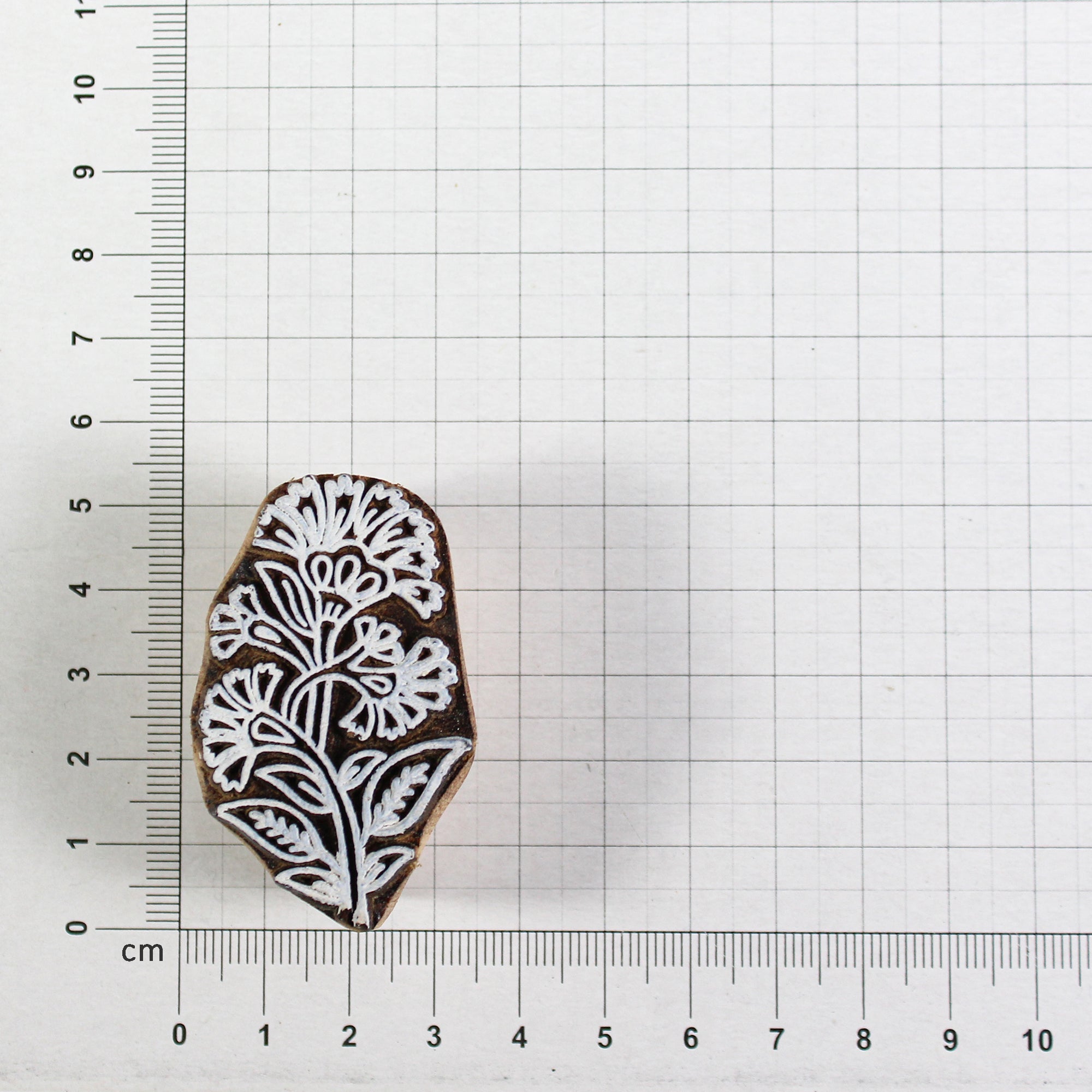 Hand Carved Wooden Printing Block Meadow Blossom W 1.25inch X L 2inch 1pc