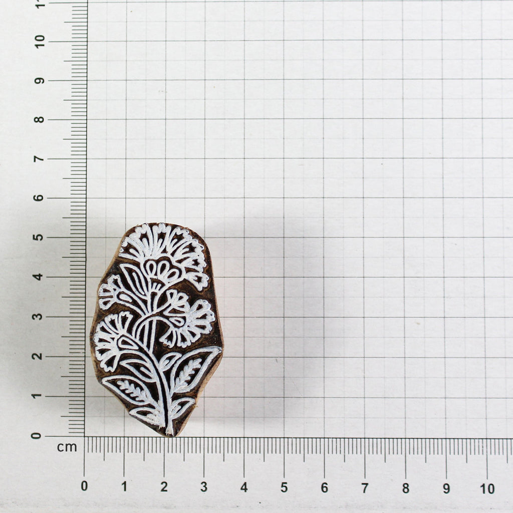 Hand Carved Wooden Printing Block Meadow Blossom W 1.25inch X L 2inch 1pc