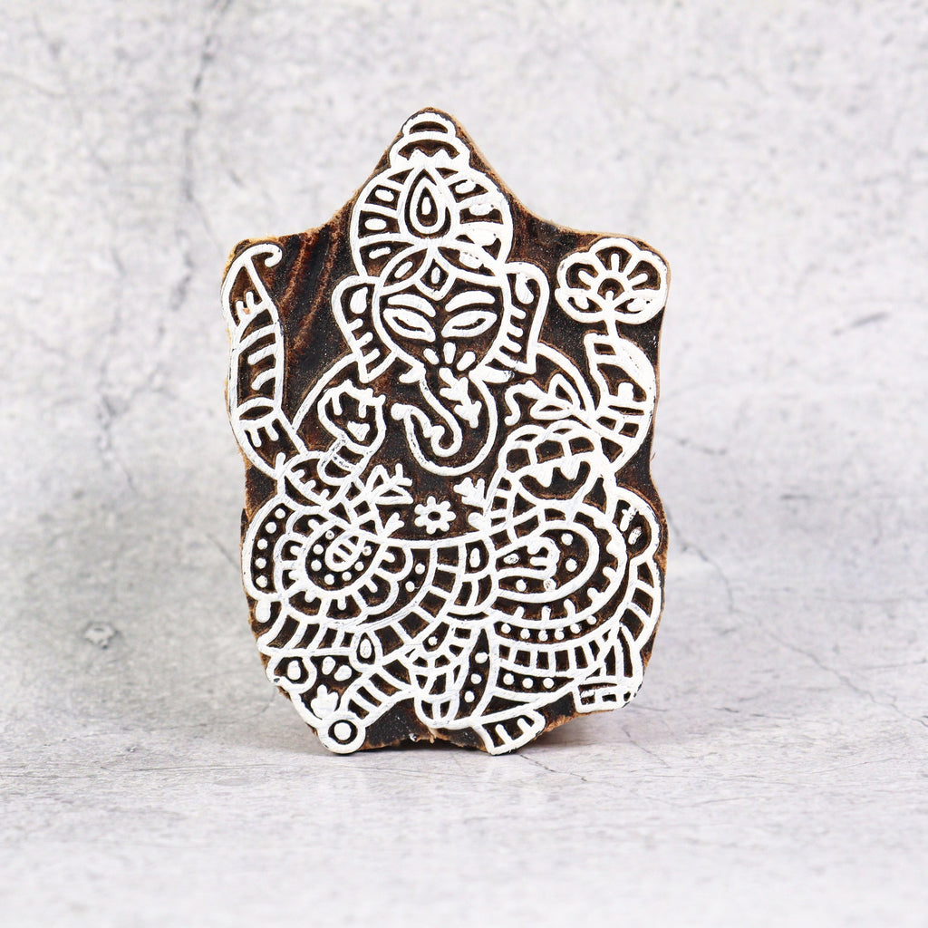 Hand Carved Wooden Printing Block Ganesha - 2 X 3 Inches