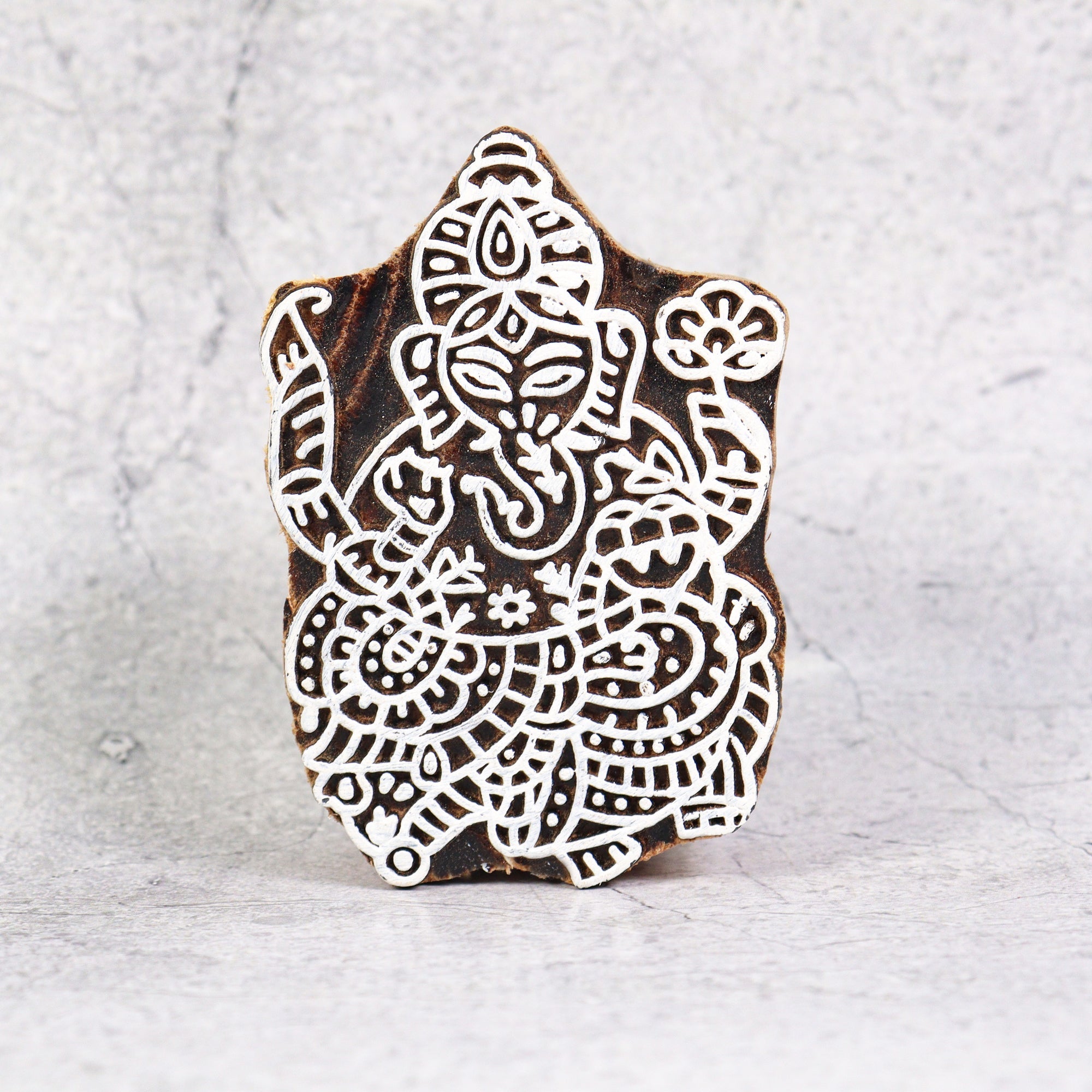 Hand Carved Wooden Printing Block Ganesha - 2 X 3 Inches