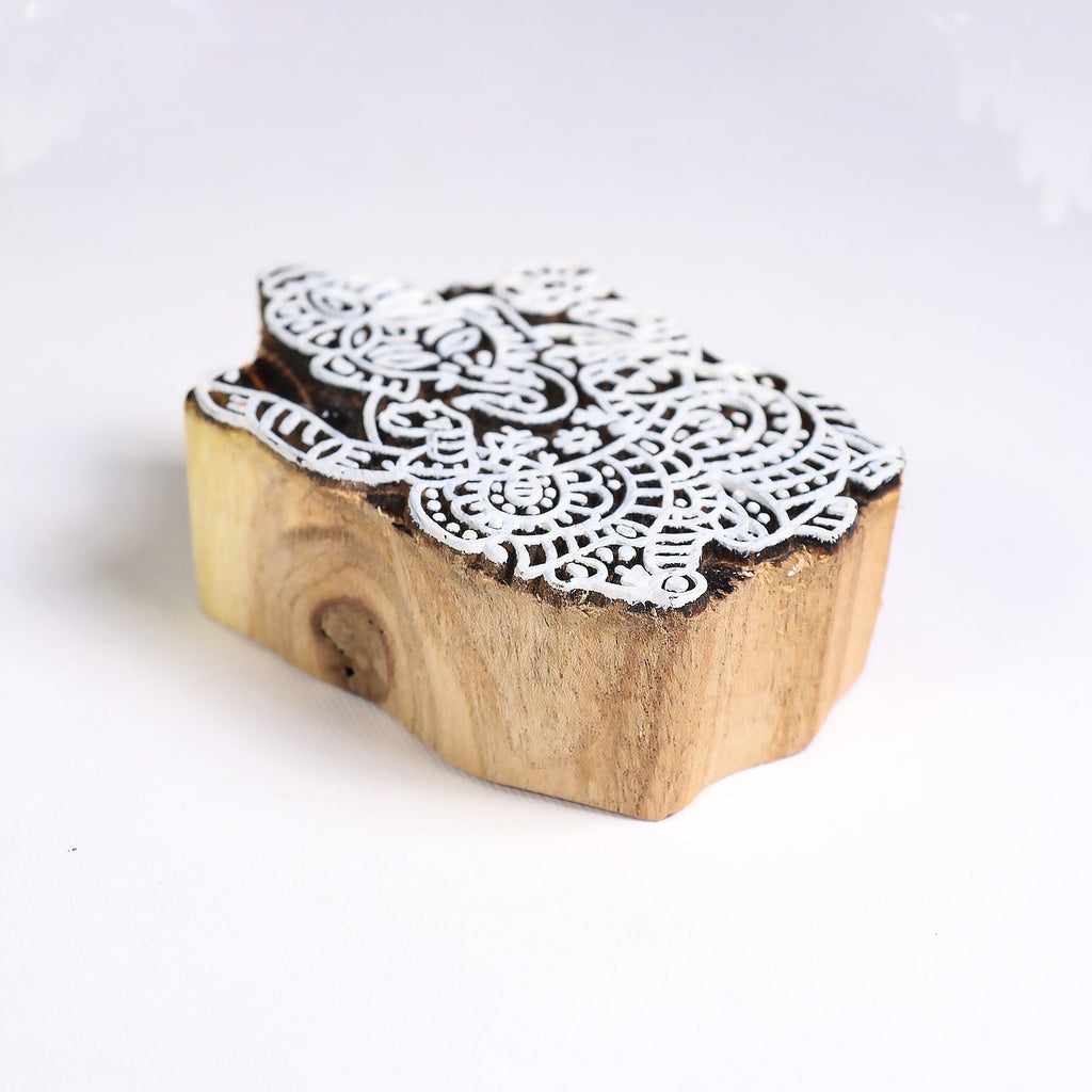 Hand Carved Wooden Printing Block Ganesha - 2 X 3 Inches