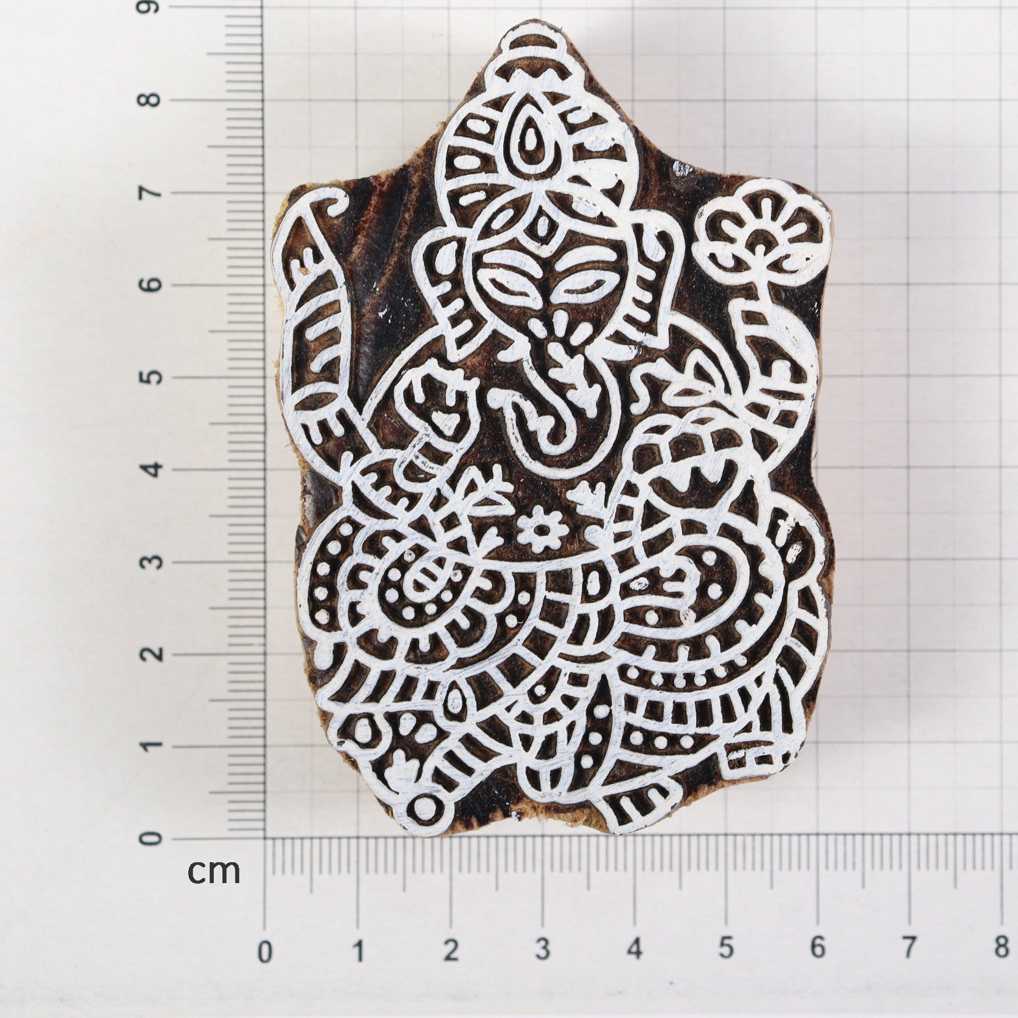 Hand Carved Wooden Printing Block Ganesha - 2 X 3 Inches