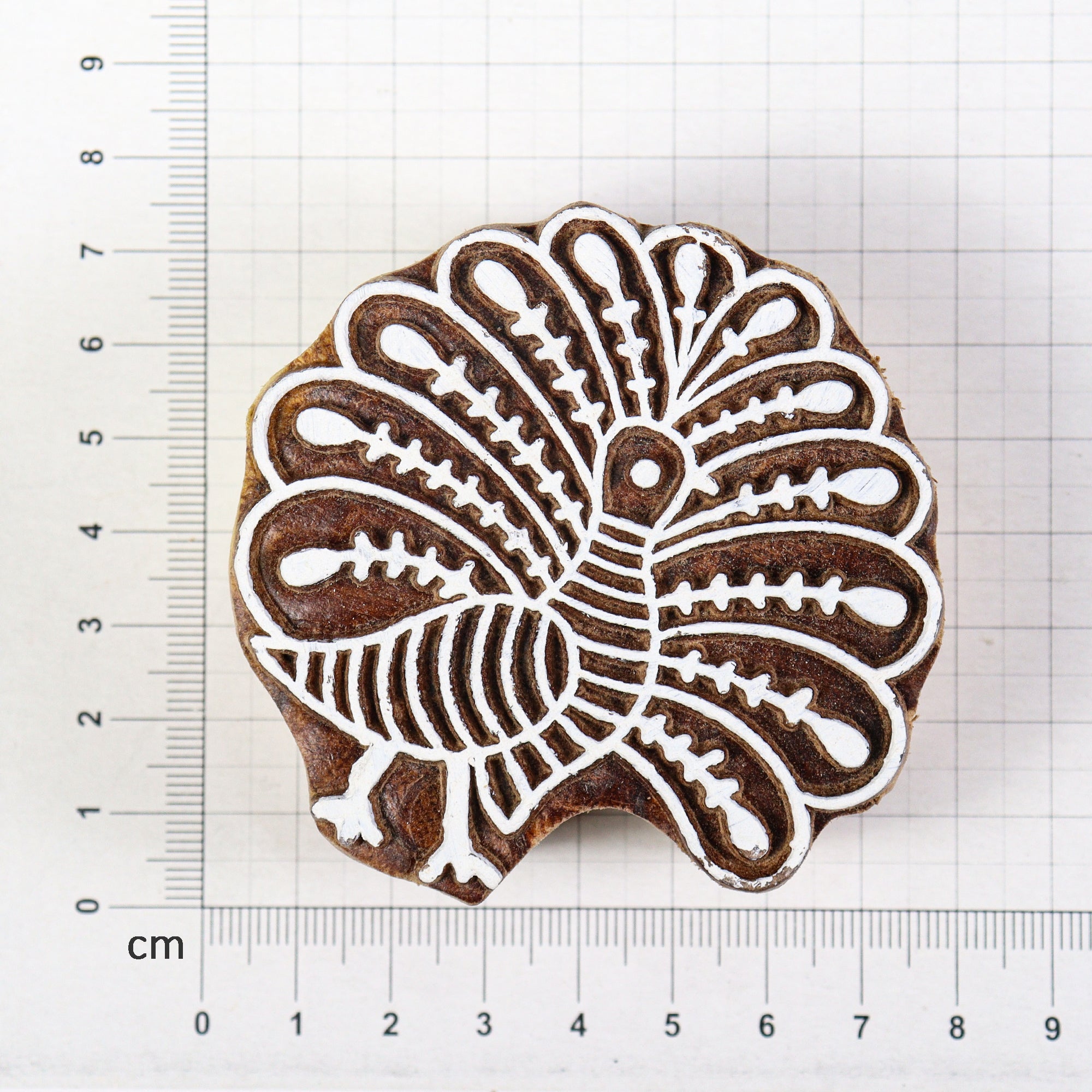 Hand Carved Wooden Printing Block Wild Peacock W 2.5inch X L 2.7inch 1pc