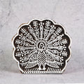 Hand Carved Wooden Printing Block Dancing Peacock W 2.75inch X L 2.75inch 1pc