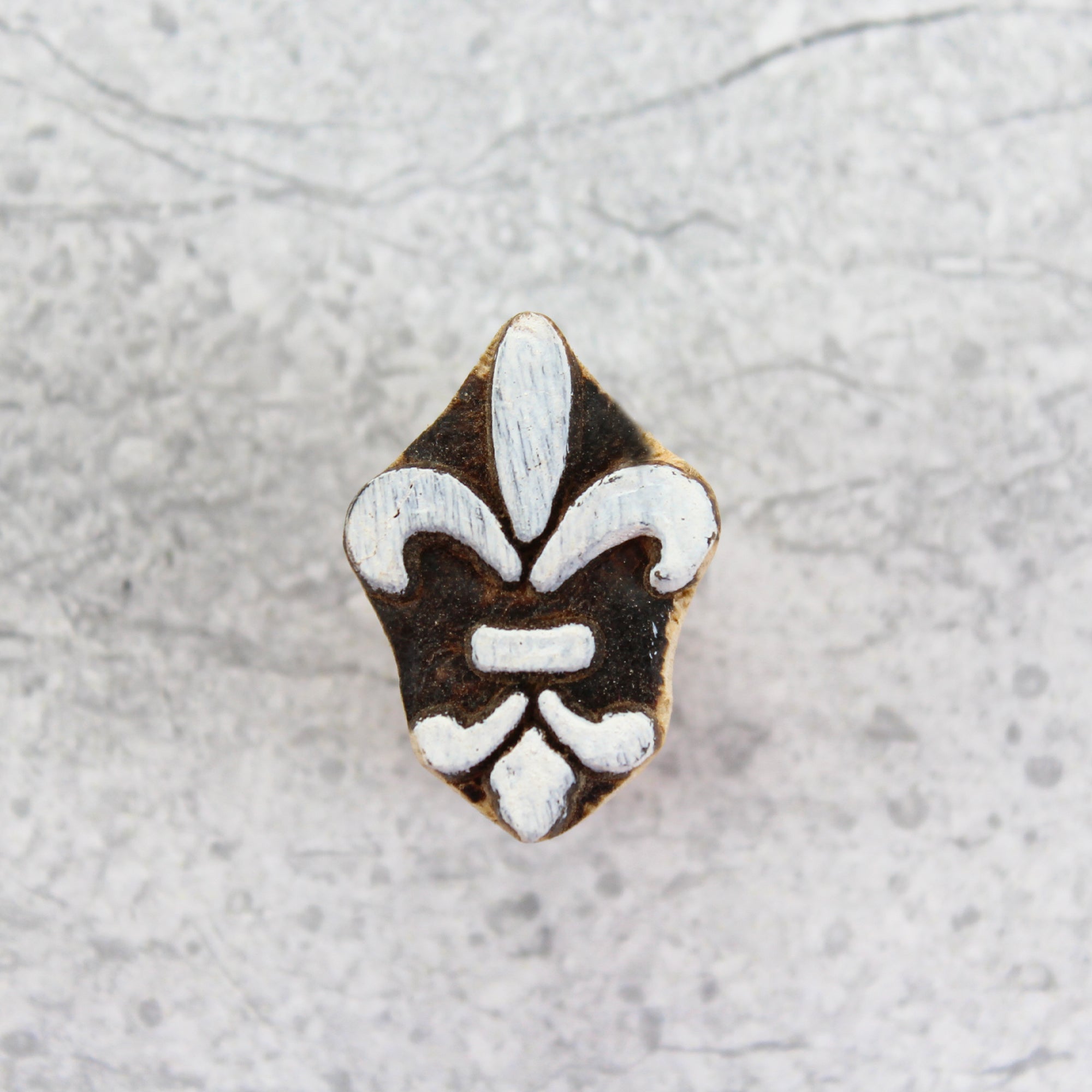 Hand Carved Wooden Printing Block Fleur-De-Lis W 1inch X L 1inch 1pc