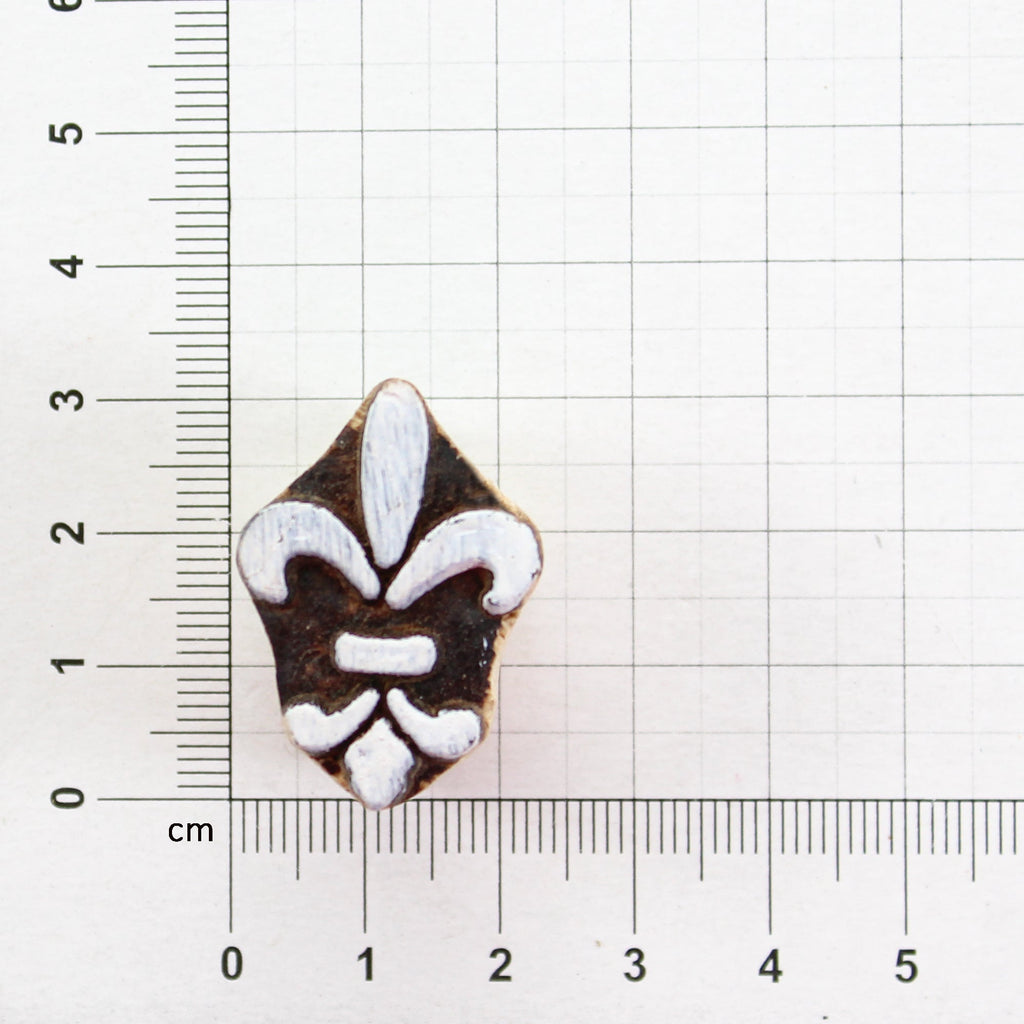 Hand Carved Wooden Printing Block Fleur-De-Lis W 1inch X L 1inch 1pc