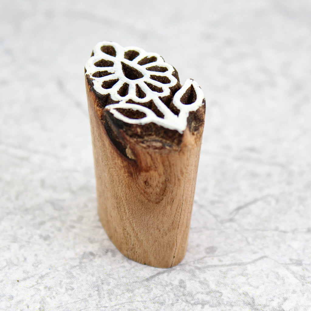 Hand Carved Wooden Printing Block Meadow Bud W 1inch X L 1inch 1pc