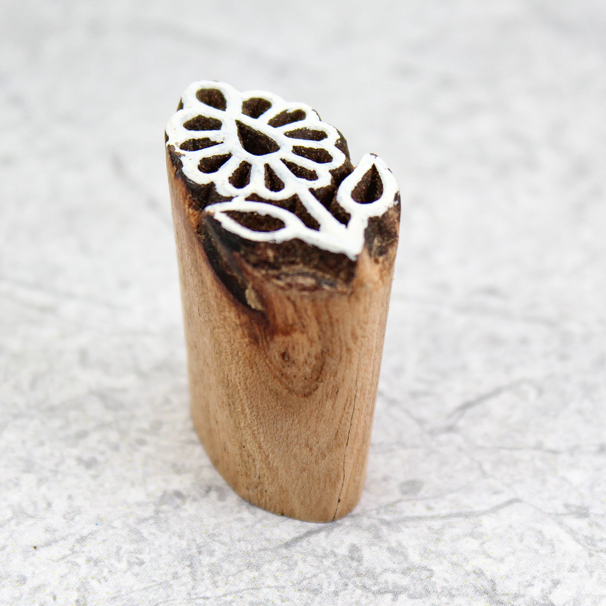 Hand Carved Wooden Printing Block Meadow Bud W 1inch X L 1inch 1pc