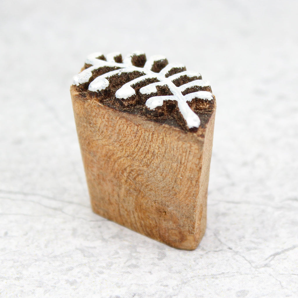 Hand Carved Wooden Printing Block Wild Fern W 1inch X L 1inch 1pc