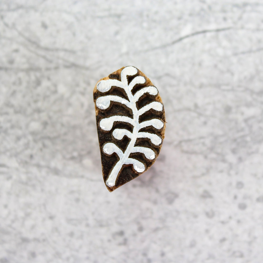 Hand Carved Wooden Printing Block Wild Fern W 1inch X L 1inch 1pc