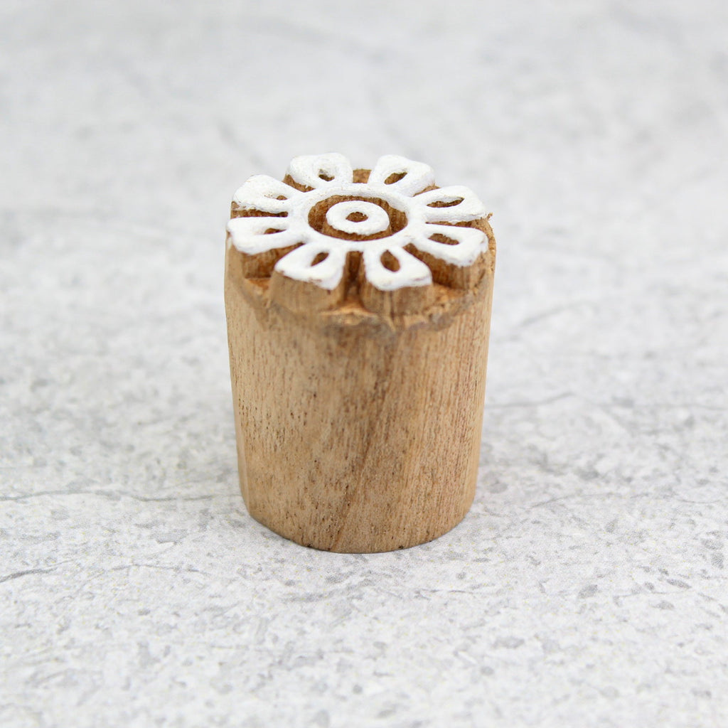 Hand Carved Wooden Printing Block Wild Bloom W 1inch X L 1inch 1pc