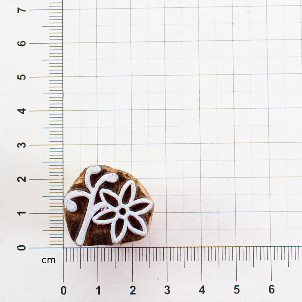 Hand Carved Wooden Printing Block Small Meadow Flower W 1inch X L 1inch 1pc