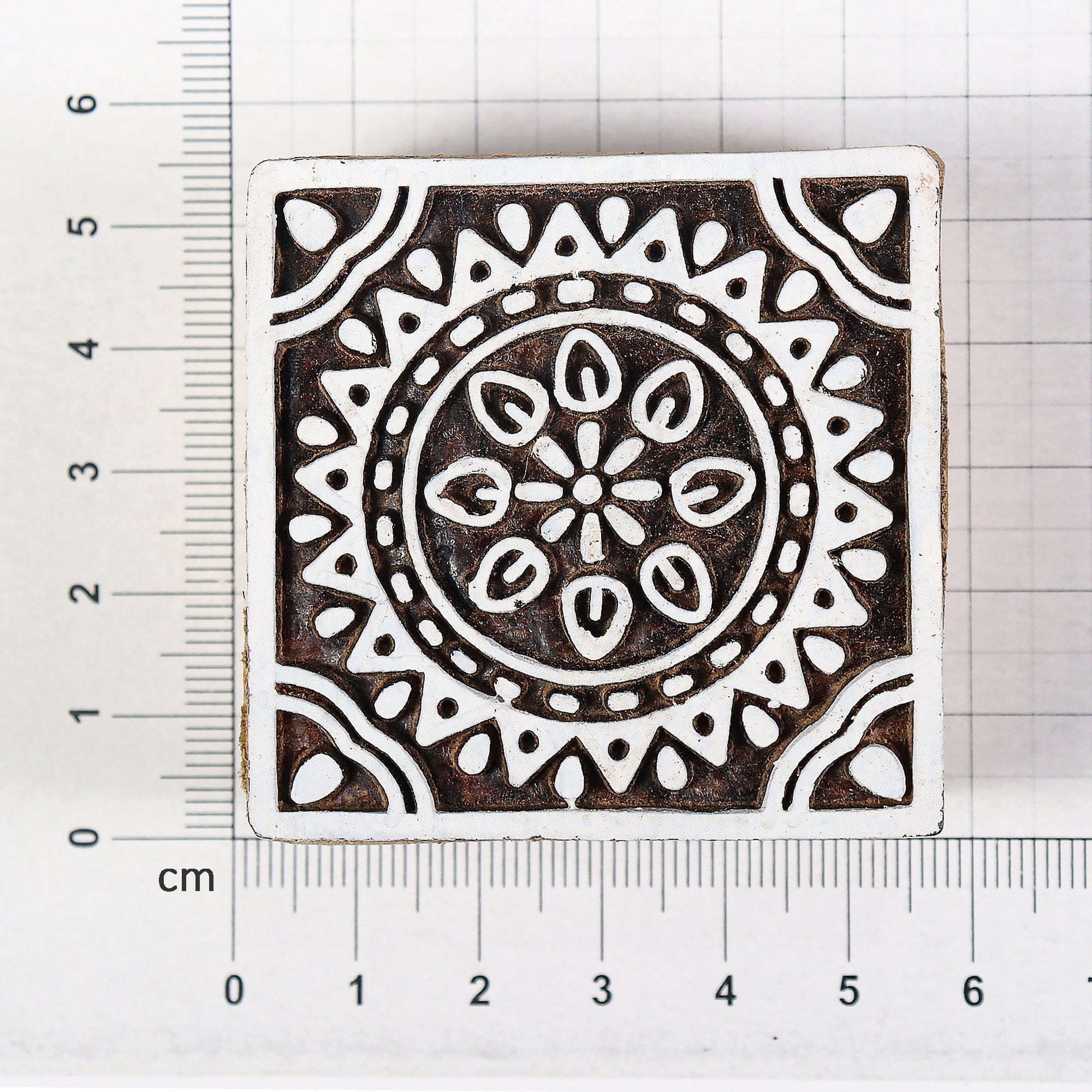 Hand Carved Wooden Printing Block Mandala Elegance W 2inch X L 2inch 1pc