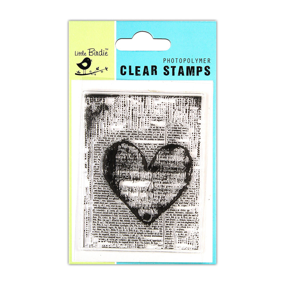 Clear Stamps - Script Heart, 3 X 4