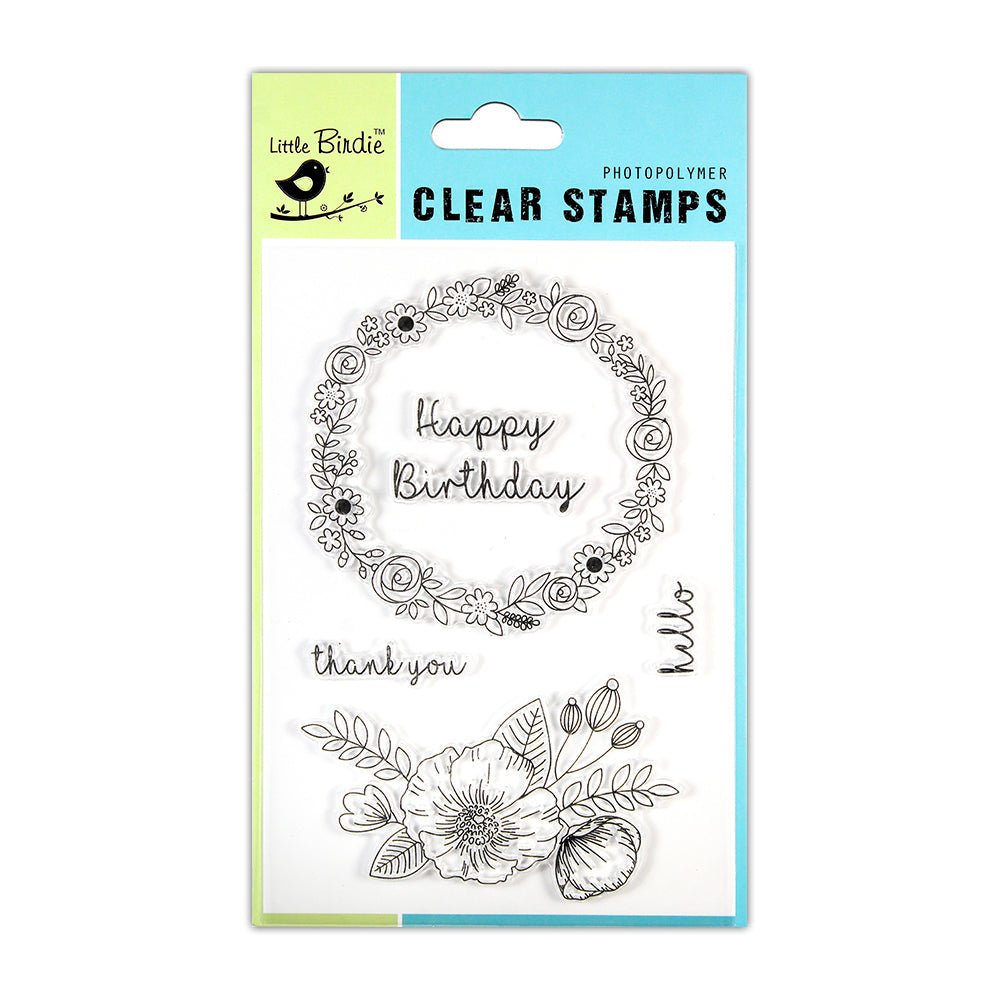 Clear Stamps - Floral Greetings, 4.5 X 6.5, 5Pc