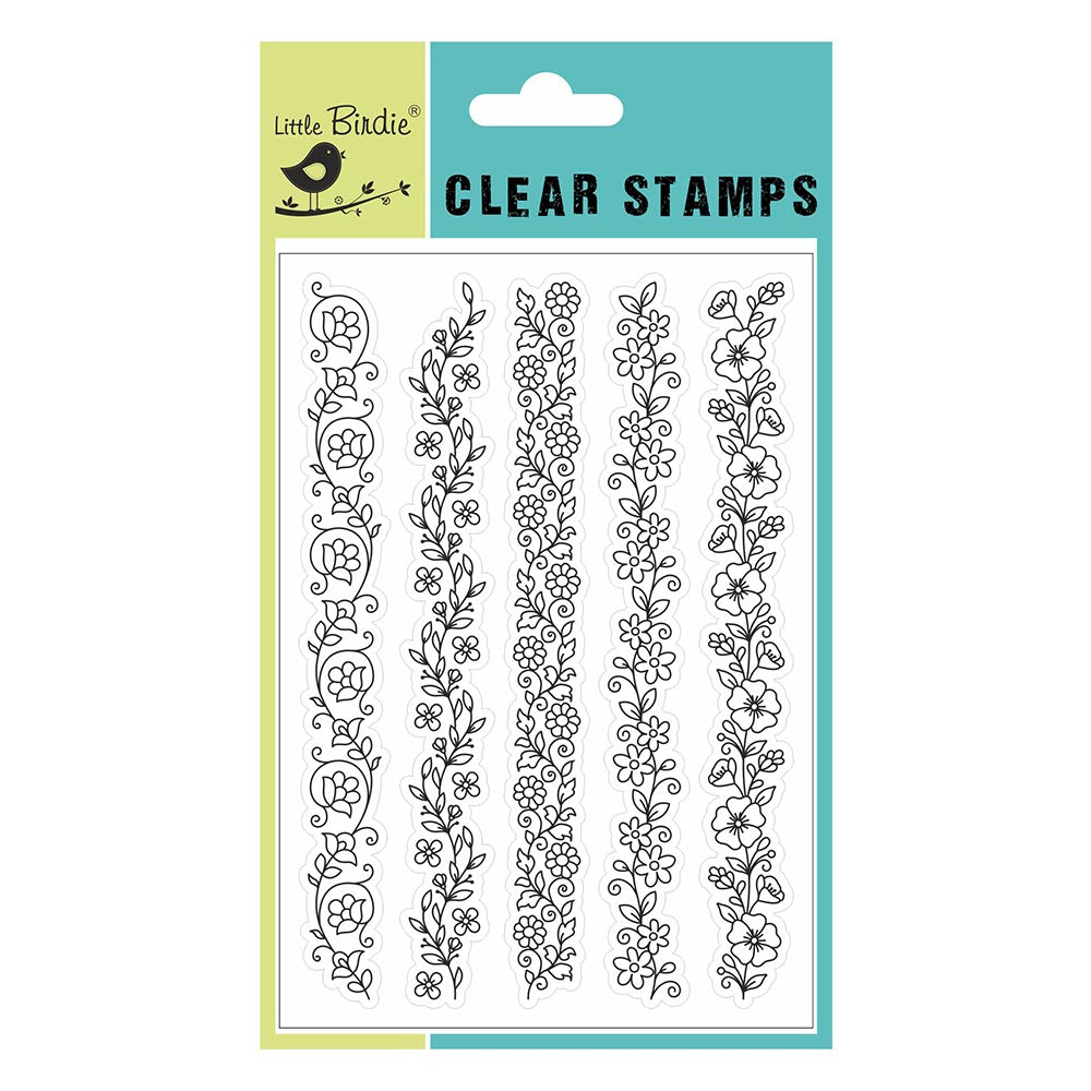 Clear Stamps Border Blooms 4.5Inch X 6.5Inch 5Pc