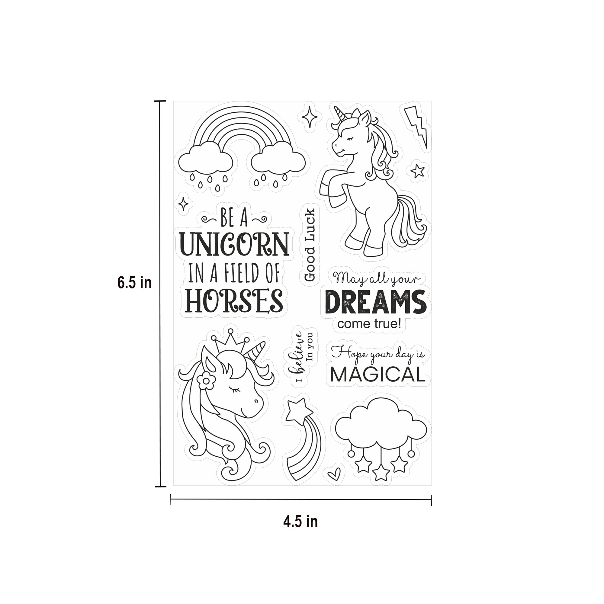 Clear Stamp 4Inch X 6Inch Unicorn Dreams 14Pc