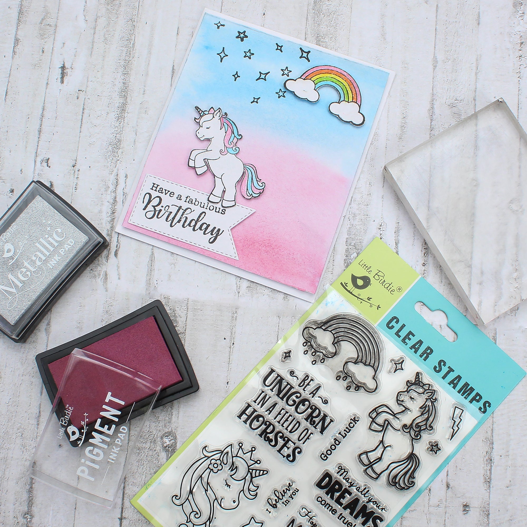 Clear Stamp 4Inch X 6Inch Unicorn Dreams 14Pc