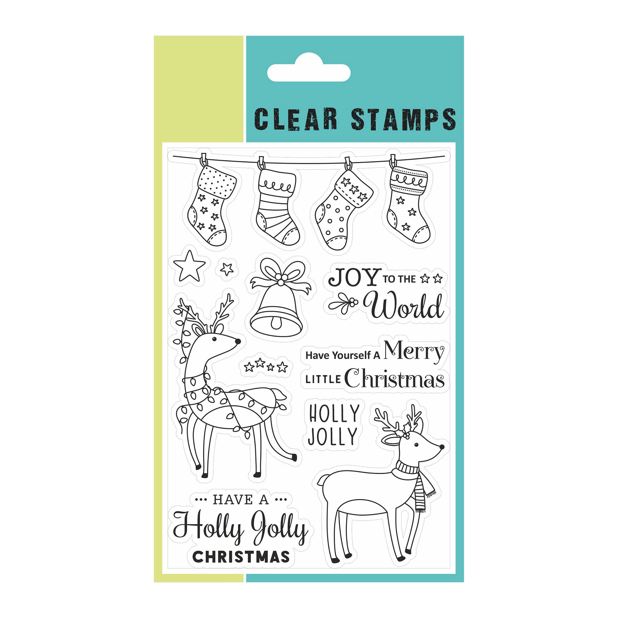 Christmas Clear Stamp - Holly Jolly, 4inch x 6inch, 11Pc