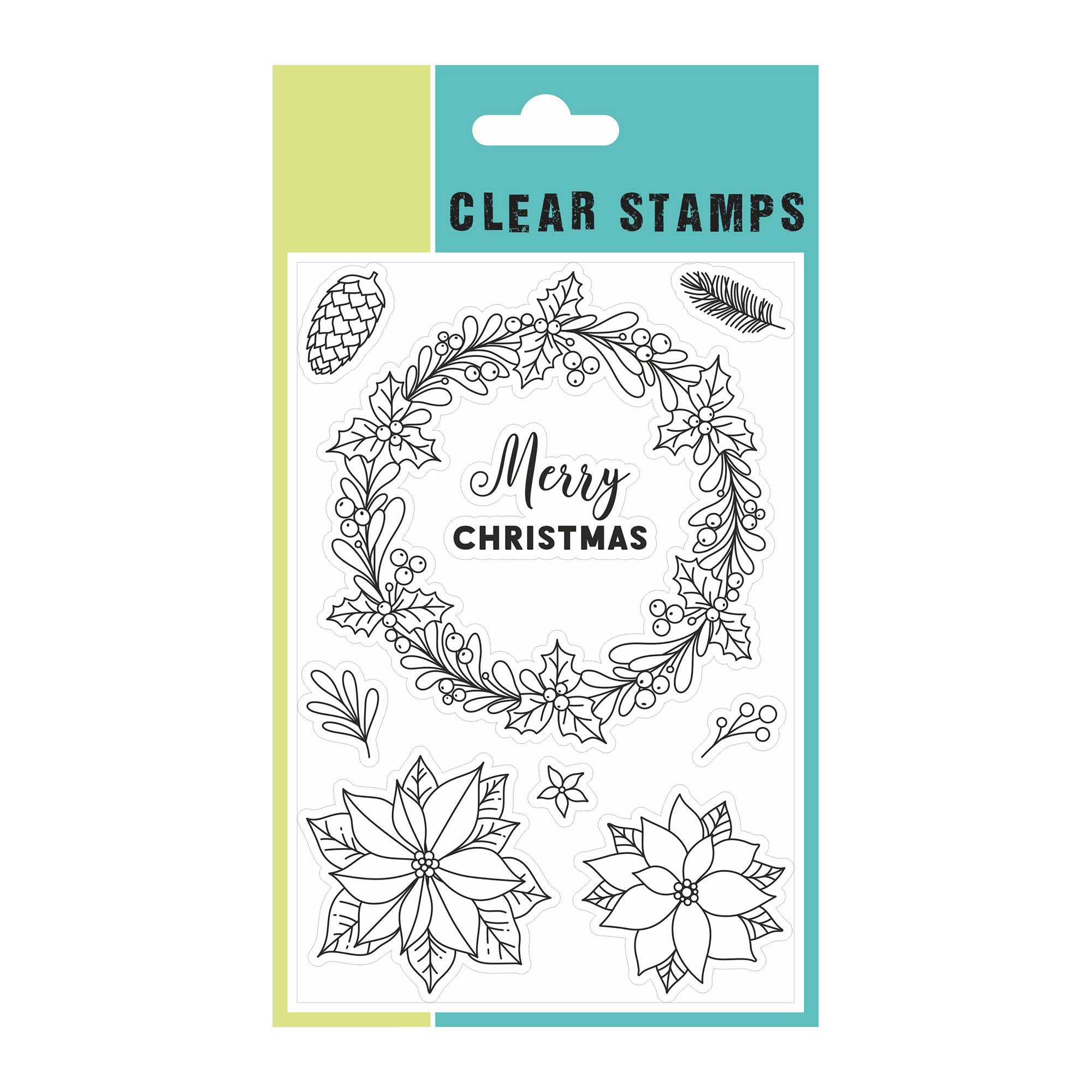 Christmas Clear Stamp - Merry Christmas, 4inch x 6inch, 9Pc
