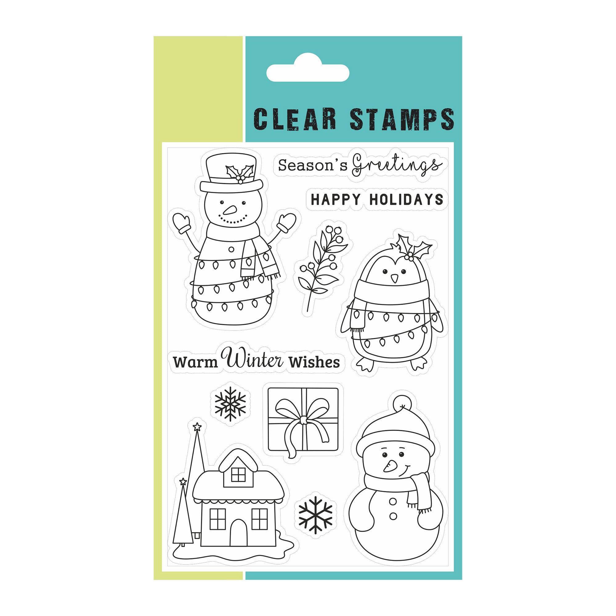 Christmas Clear Stamp - Happy Holidays, 4inch x 6inch, 6Pc