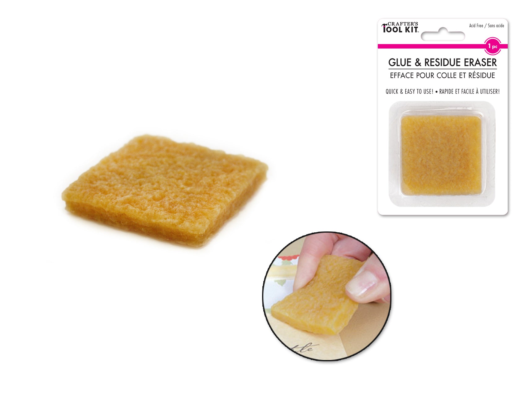 Glue & Residue Eraser 2Inch X 2Inch 1Pc Blister Mc