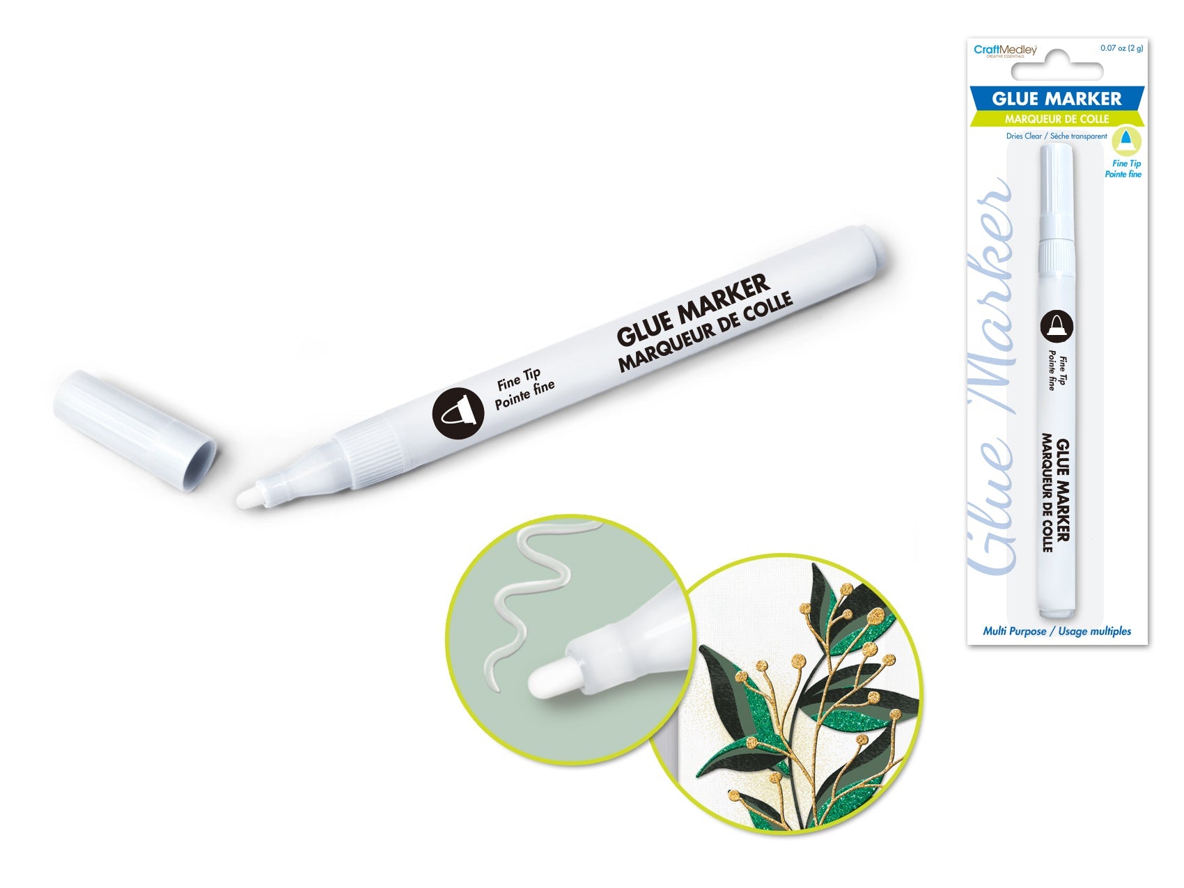 Glue Marker Transparent Fine Tip 2G Blister Mc