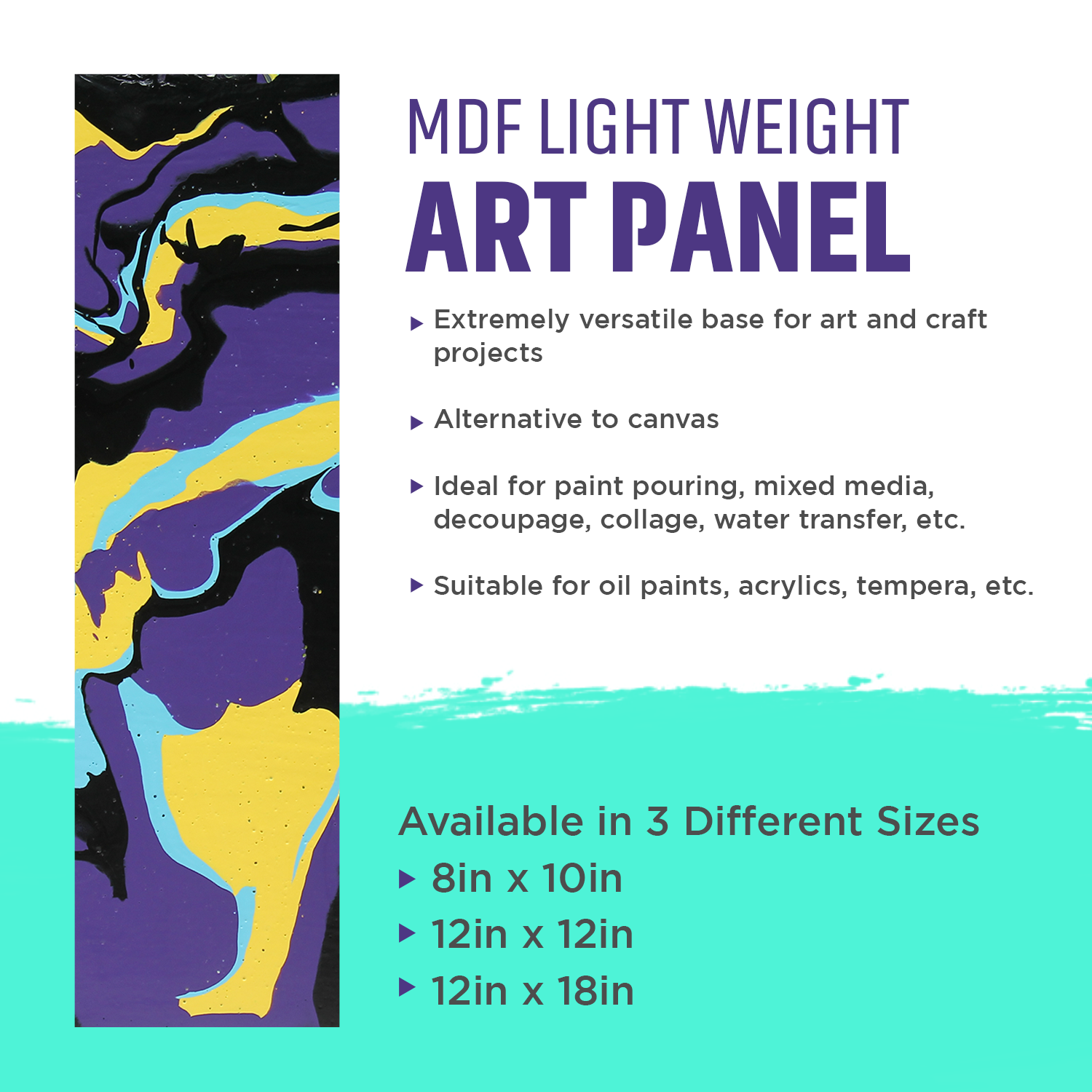 MDF Light Weight Art Panel 12 X 12 X 1Inch 5.5Mm Thick 1Pc Sw Lb