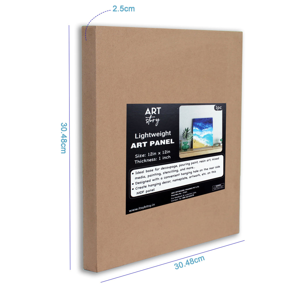 MDF Light Weight Art Panel 12 X 12 X 1Inch 5.5Mm Thick 1Pc Sw Lb