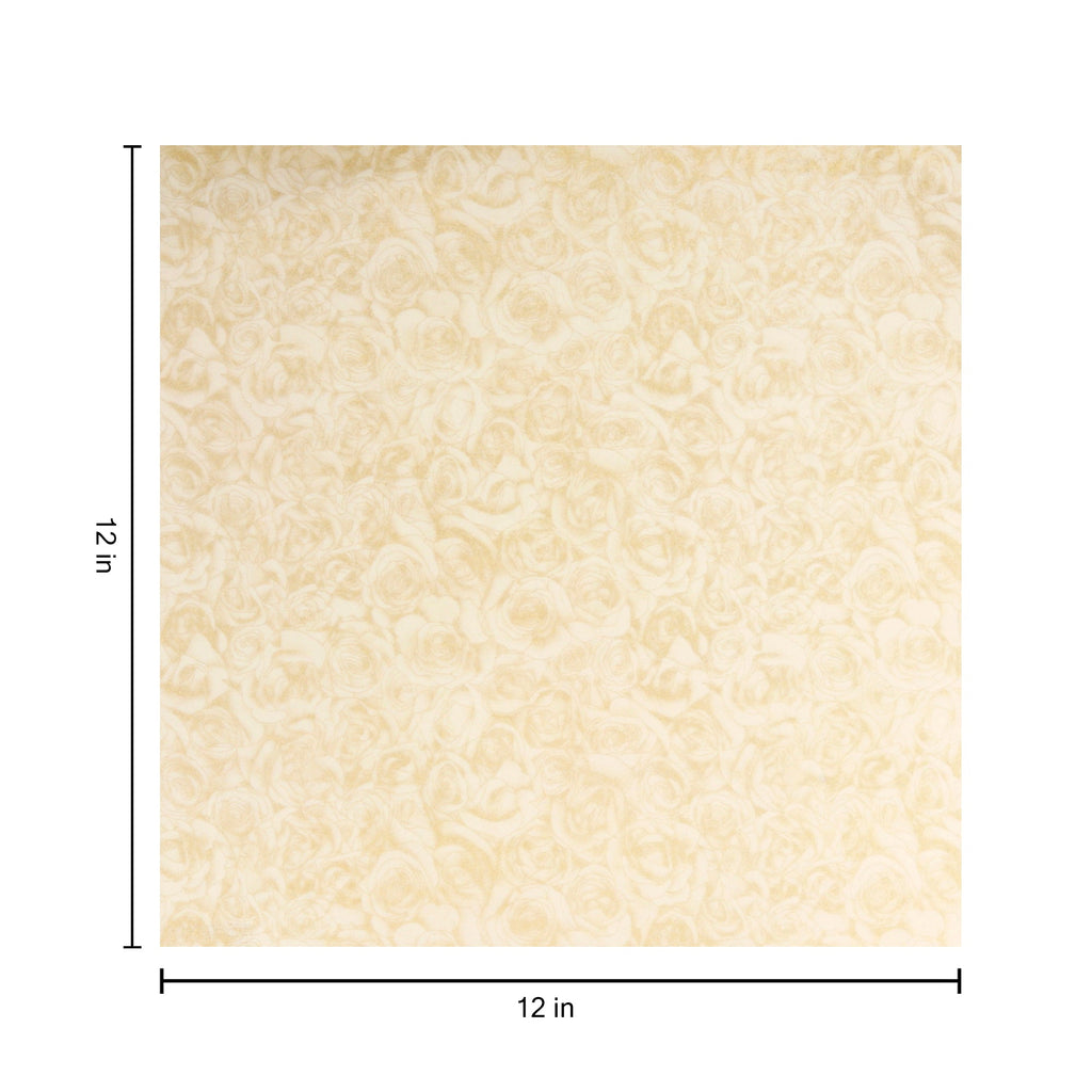 Card Stock Metallic 220Gsm 12` X 12` Printed Royal Rose Ivory 1Sheet Lb