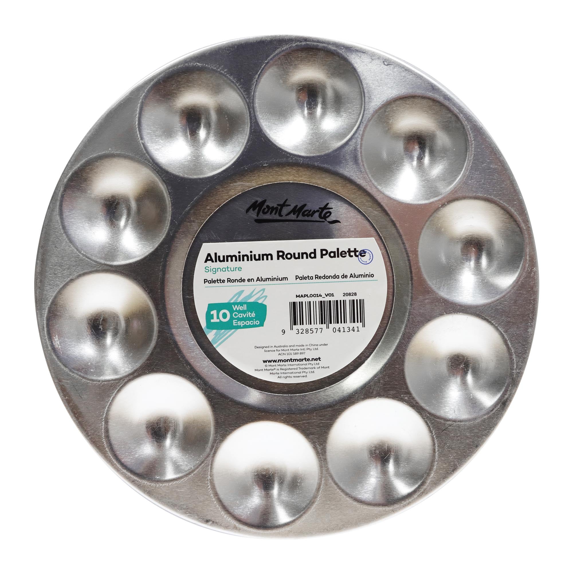 Mont Marte Signature Aluminium Round Palette 10 Well 1Pc