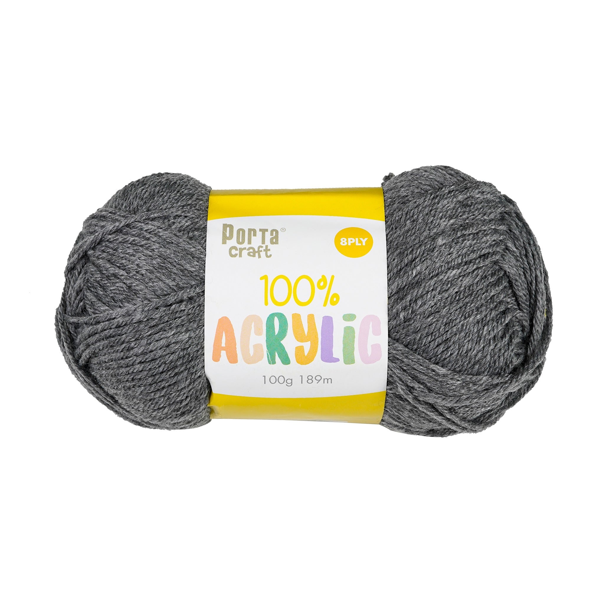 Porta Craft Acrylic Yarn 100% 100Gm 189M 8Ply Dove Grey