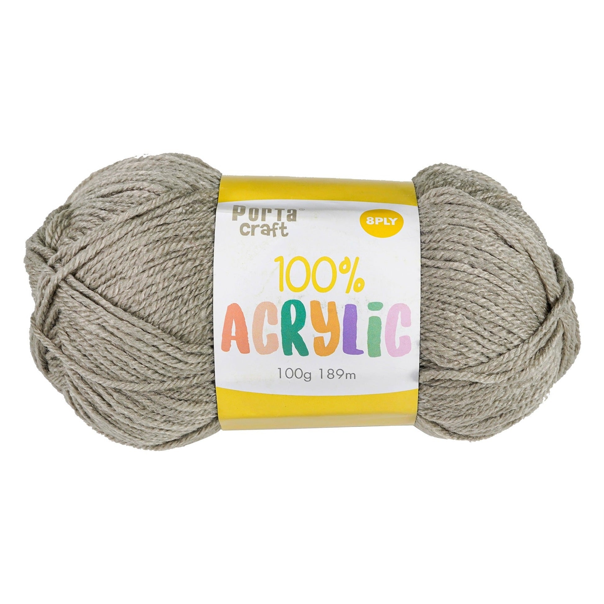 Porta Craft Acrylic Yarn 100% 100Gm 189M 8Ply Taupe