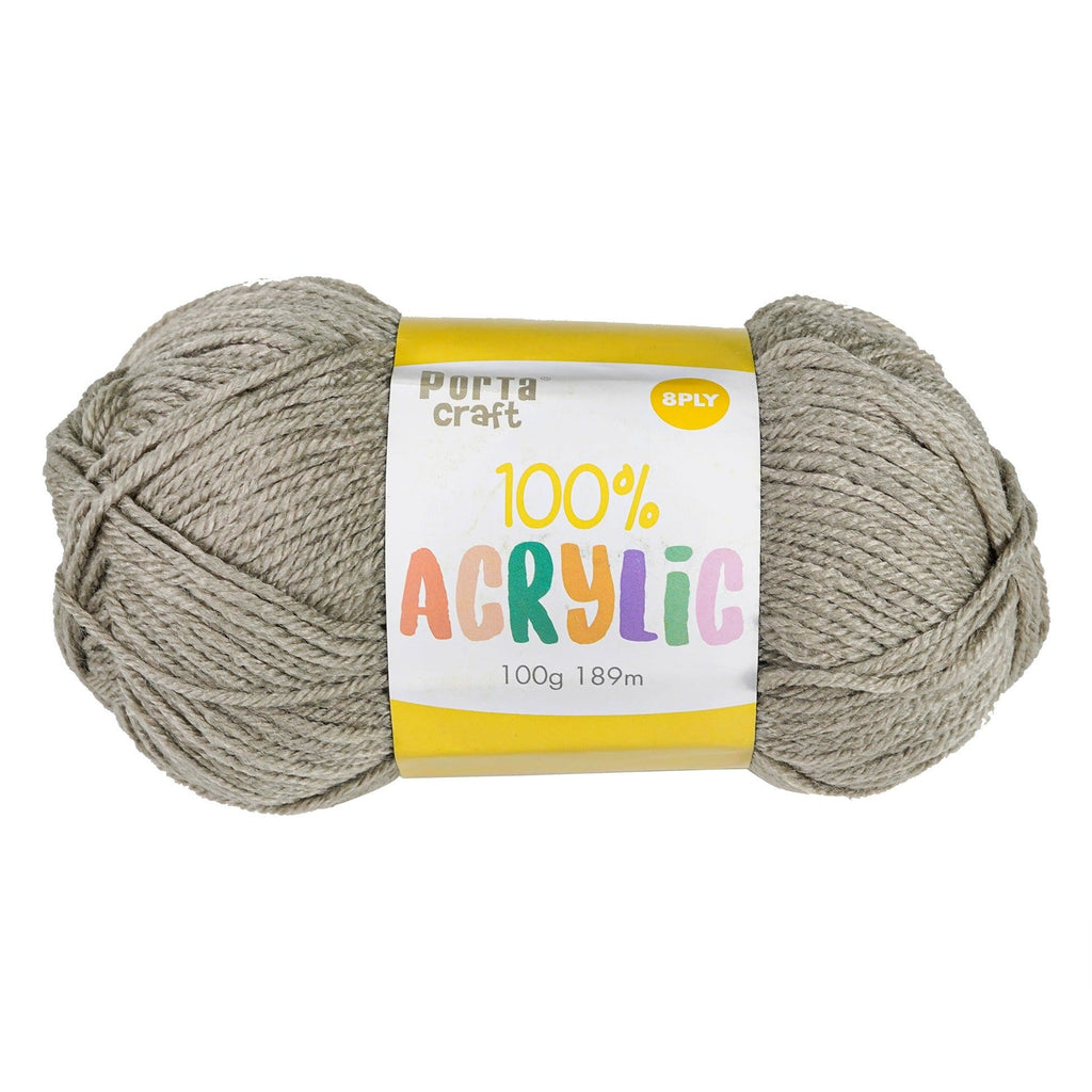 Porta Craft Acrylic Yarn 100% 100Gm 189M 8Ply Taupe