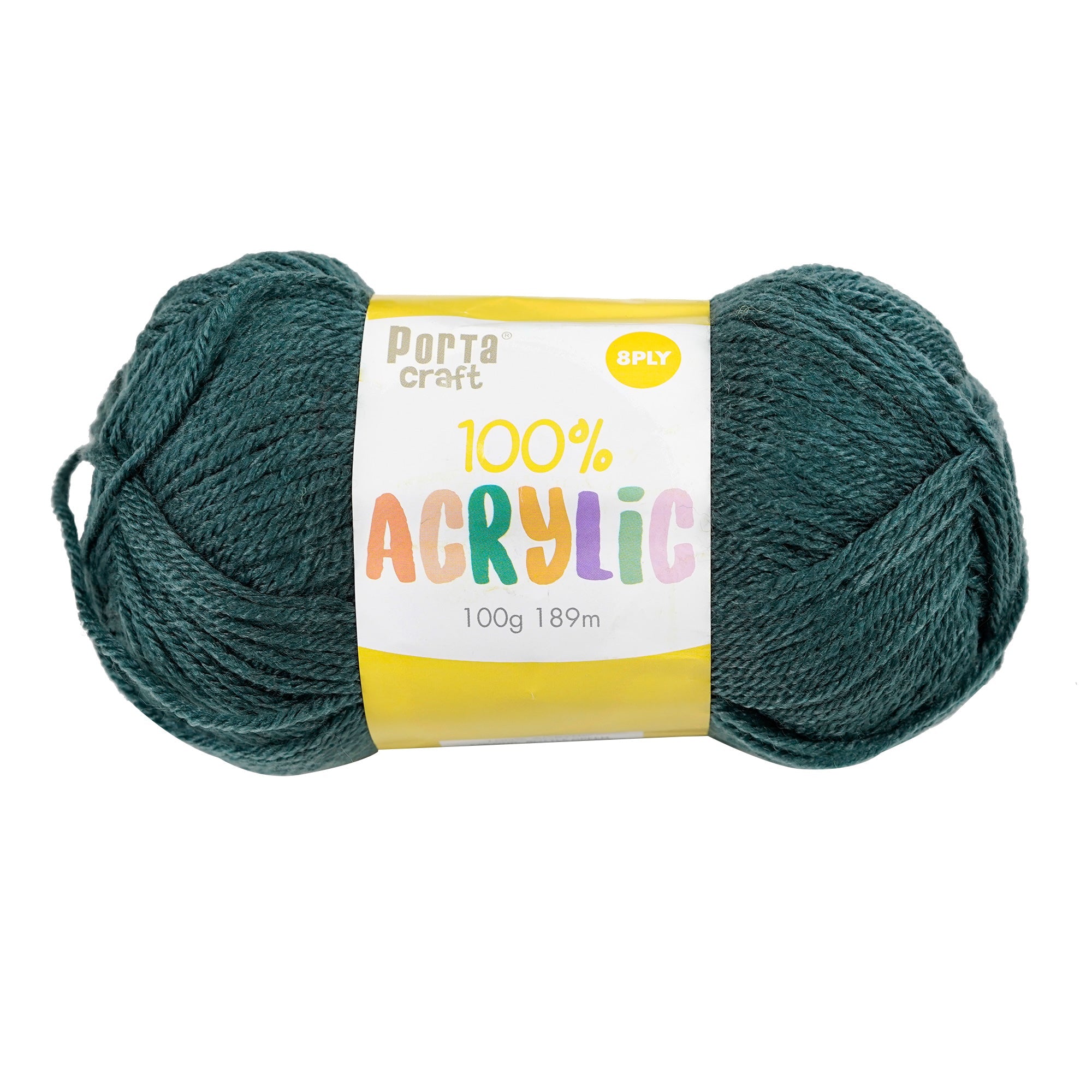Porta Craft Acrylic Yarn 100% 100Gm 189M 8Ply Bottle Green