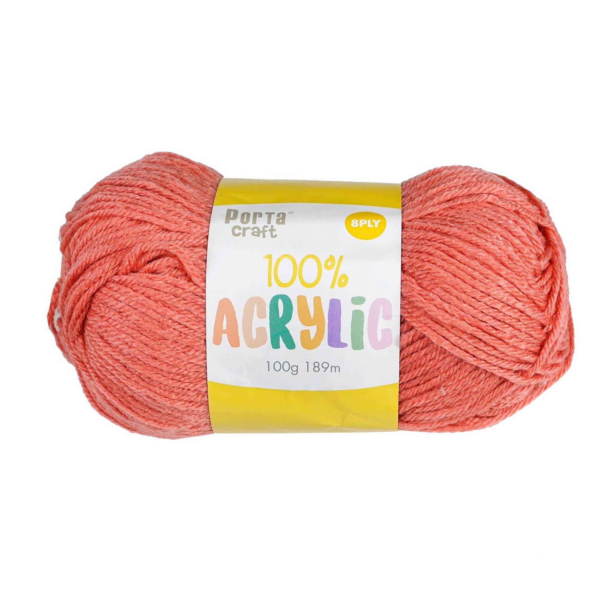 Porta Craft Acrylic Yarn 100% 100gm 189m 8ply Salmon