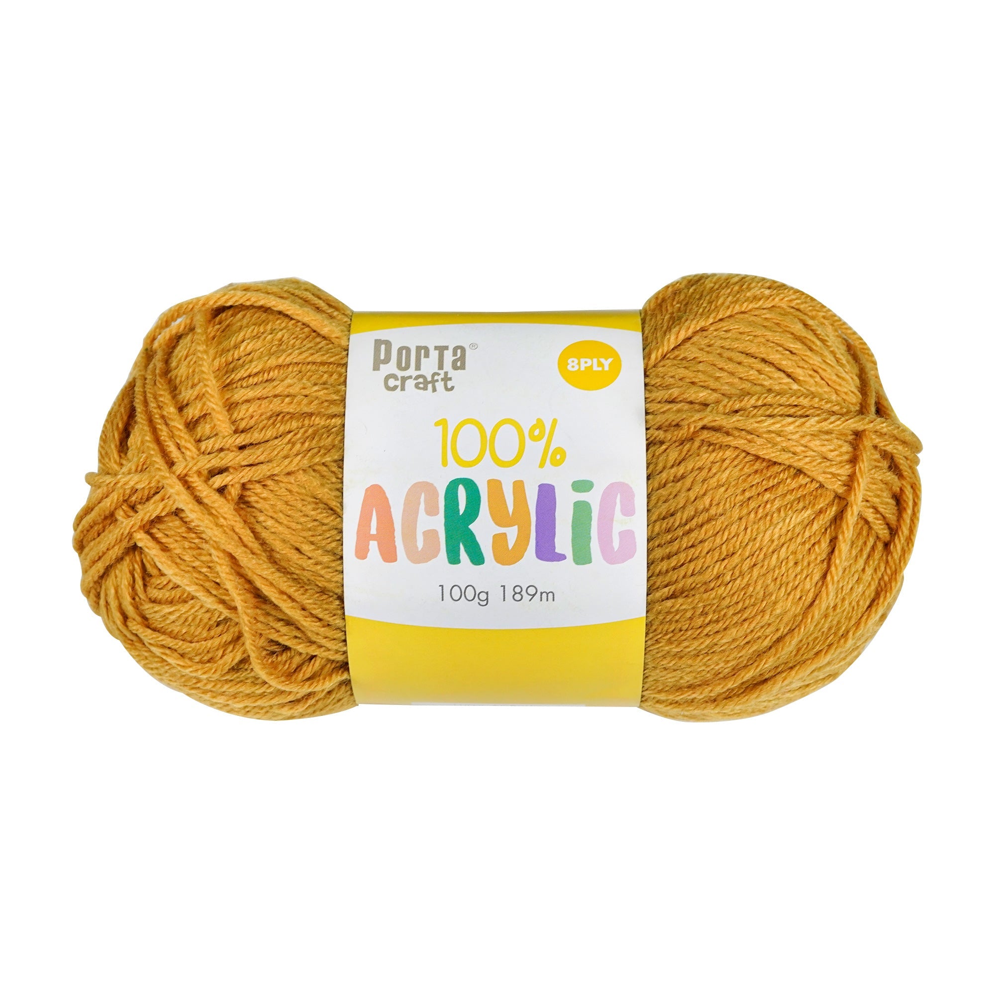 Porta Craft Acrylic Yarn 100% 100Gm 189M 8Ply Mustard