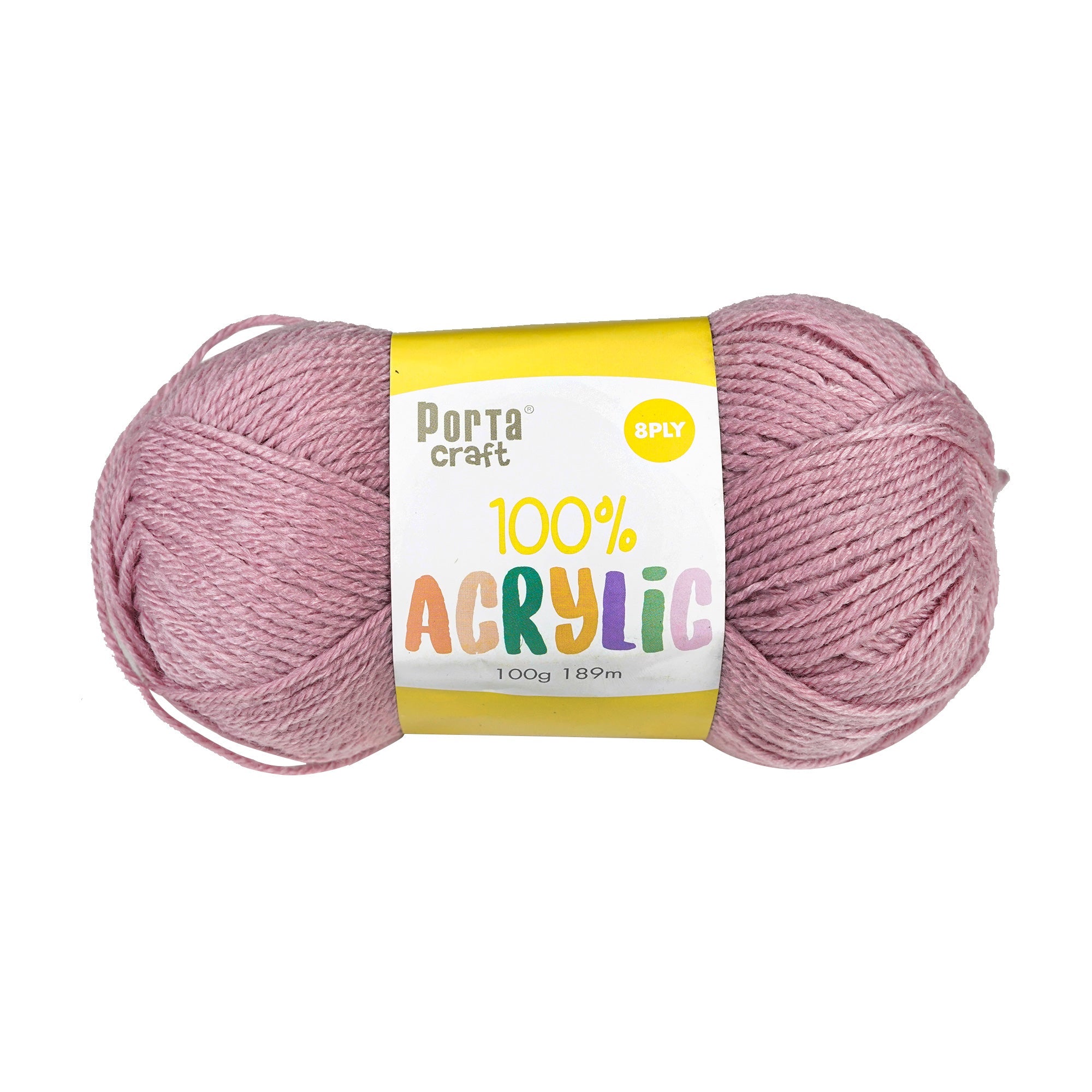Porta Craft Acrylic Yarn 100% 100Gm 189M 8Ply Mauve