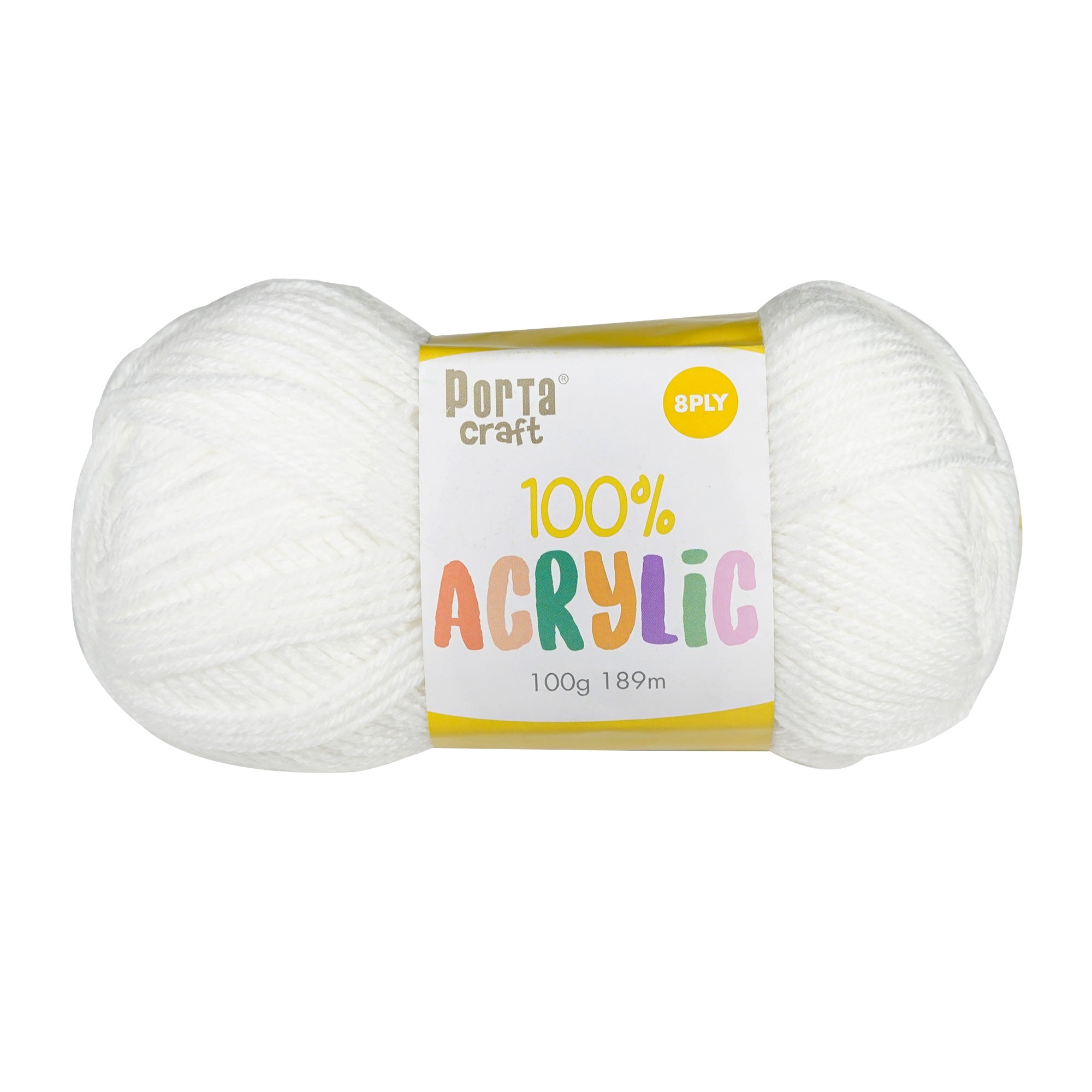 Porta Craft Acrylic Yarn 100% 100Gm 189M 8Ply Daydream White
