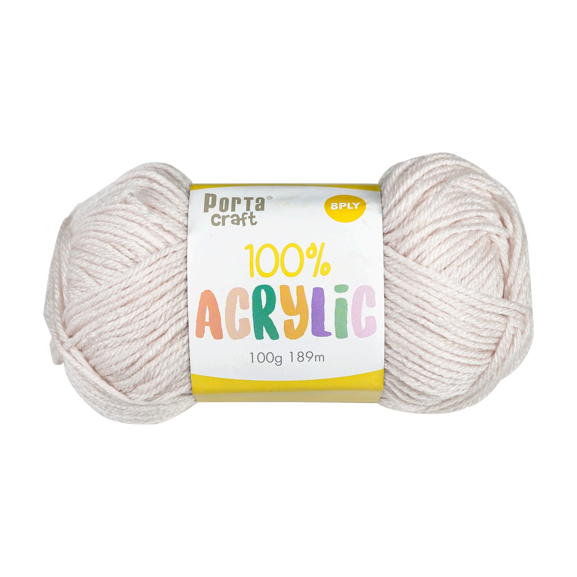 Porta Craft Acrylic Yarn 100% 100Gm 189M 8Ply Light Mauve