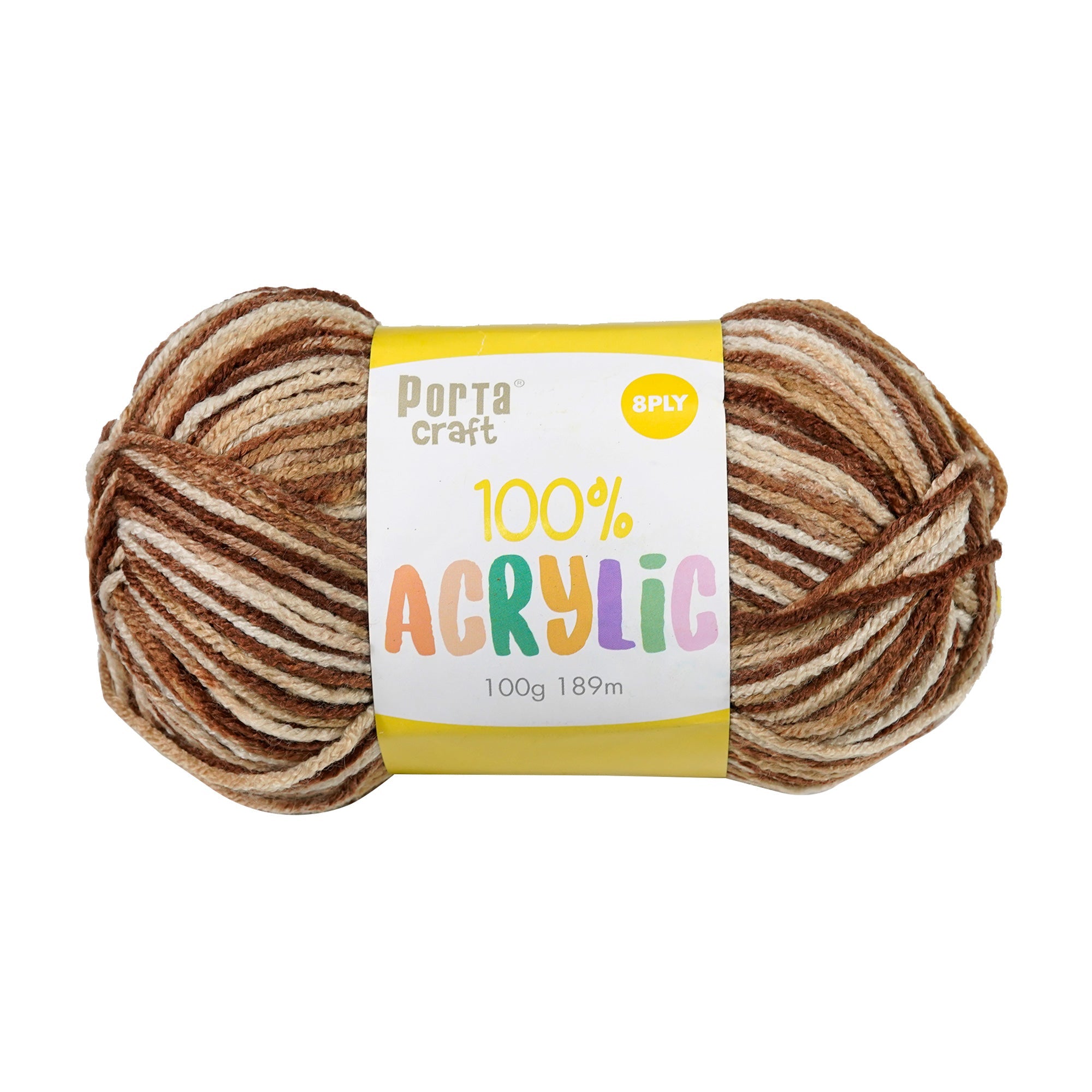 Porta Craft Acrylic Yarn 100% 100gm 189m 8ply Multi Mahogany