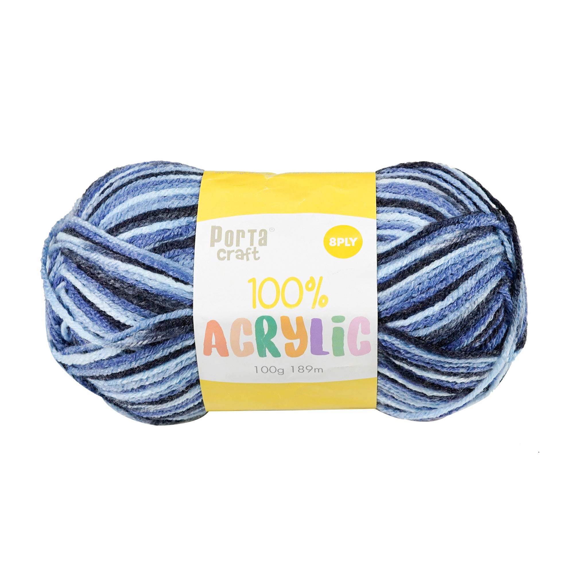 Porta Craft Acrylic Yarn 100% 100Gm 189M 8Ply Multi Sea Shimmer