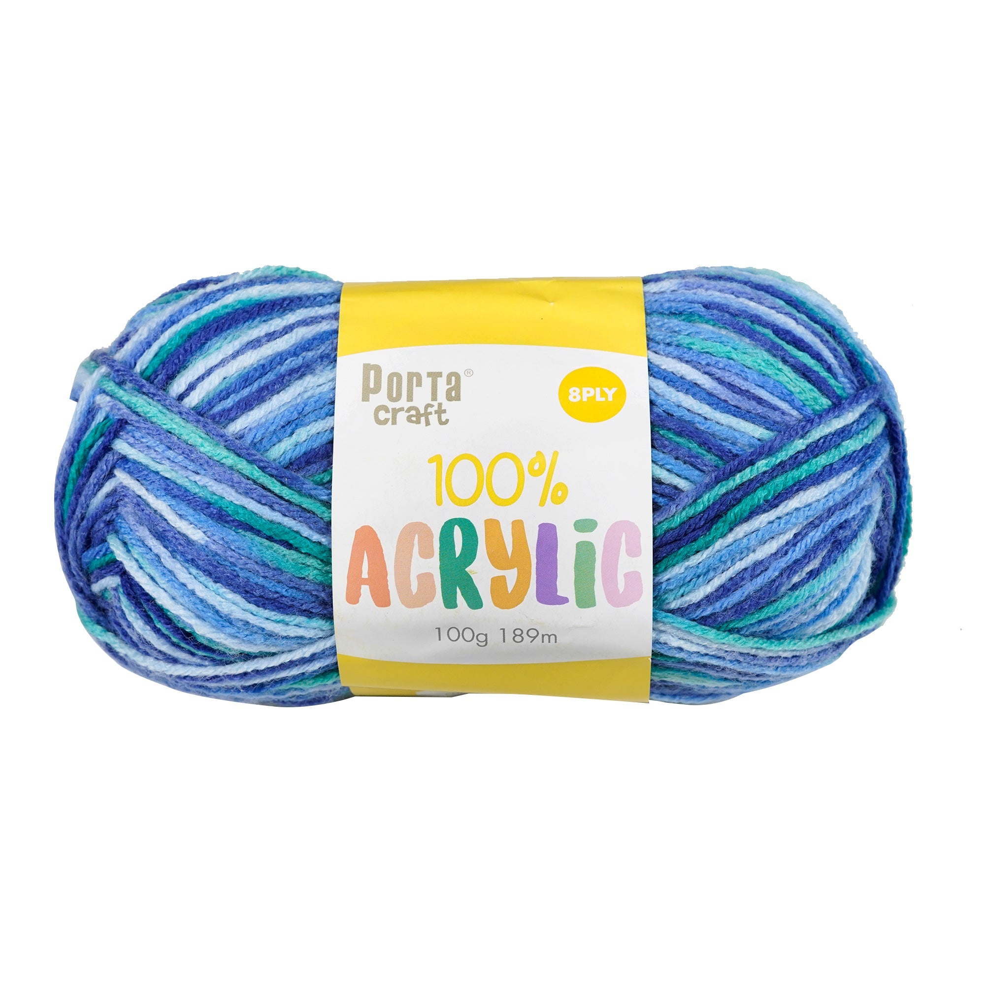 Porta Craft Acrylic Yarn 100% 100Gm 189M 8Ply Multi Sea Shimmer