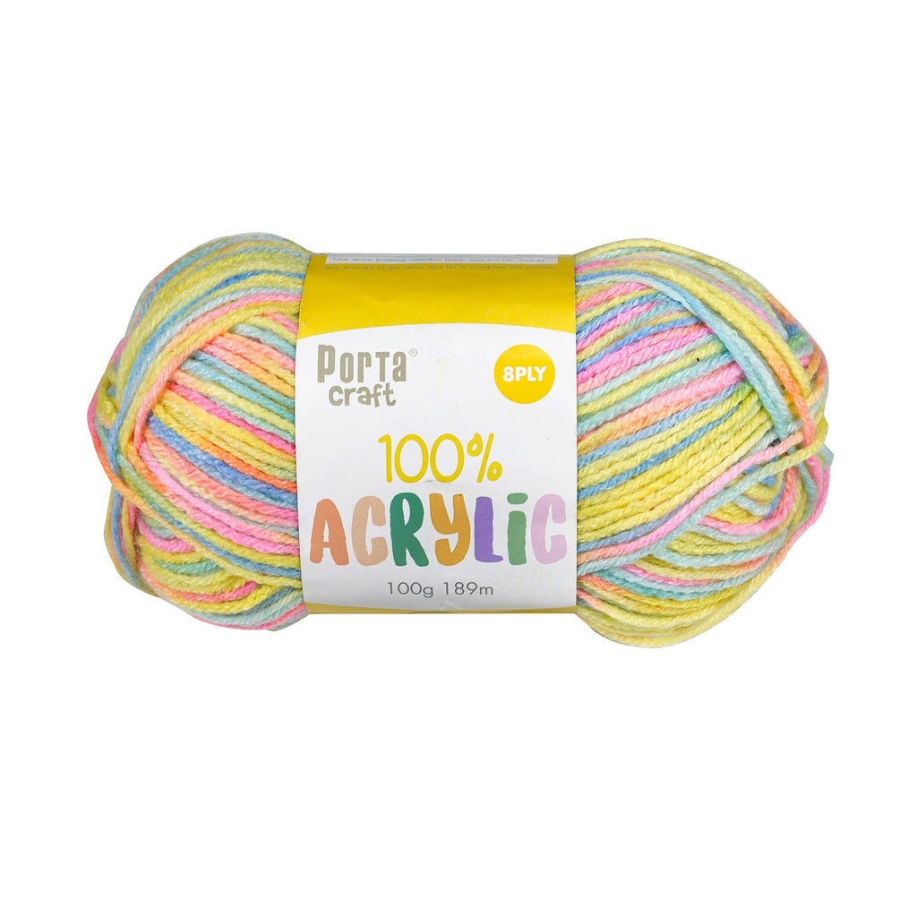 Porta Craft Acrylic Yarn 100% 100Gm 189M 8Ply Multi Sea Shimmer