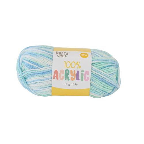 Porta Craft Acrylic Yarn 100% 100Gm 189M 8Ply Multi Sea Shimmer
