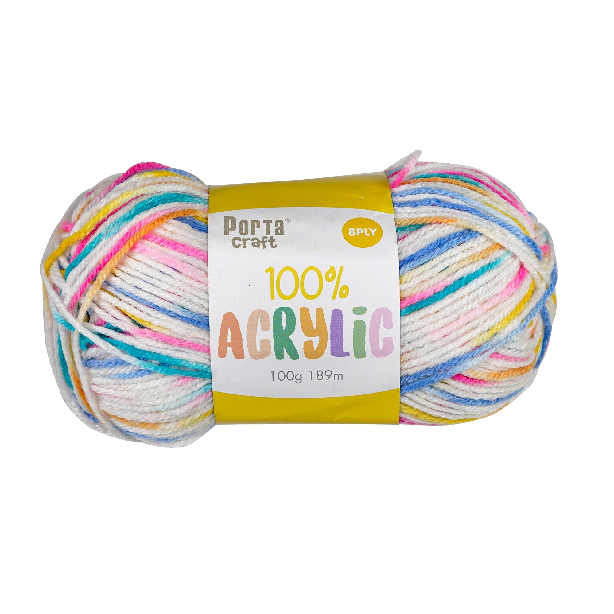 Porta Craft Acrylic Yarn 100% 100Gm 189M 8Ply Multi Circus