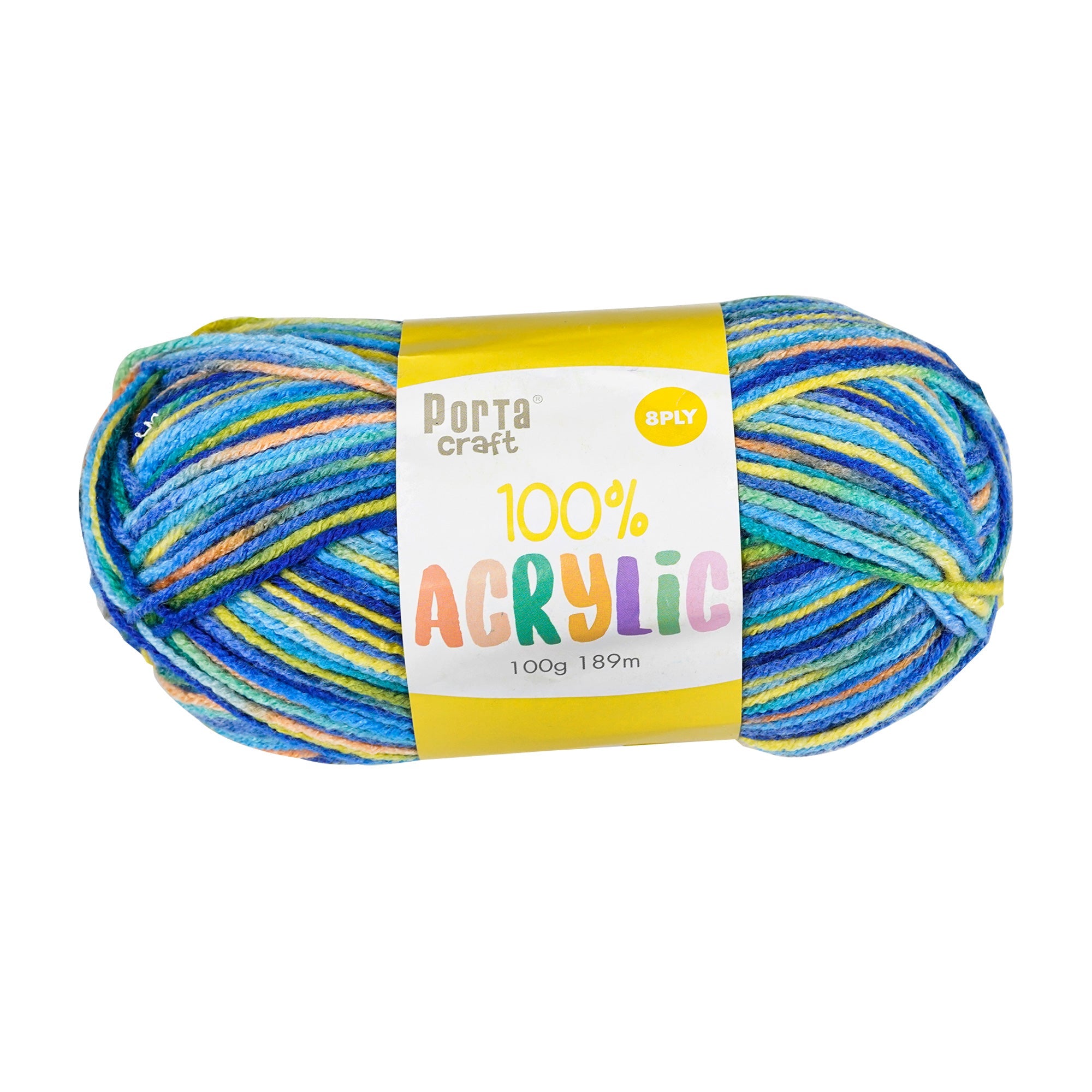 Porta Craft Acrylic Yarn 100% 100Gm 189M 8Ply Multi Sea Shimmer