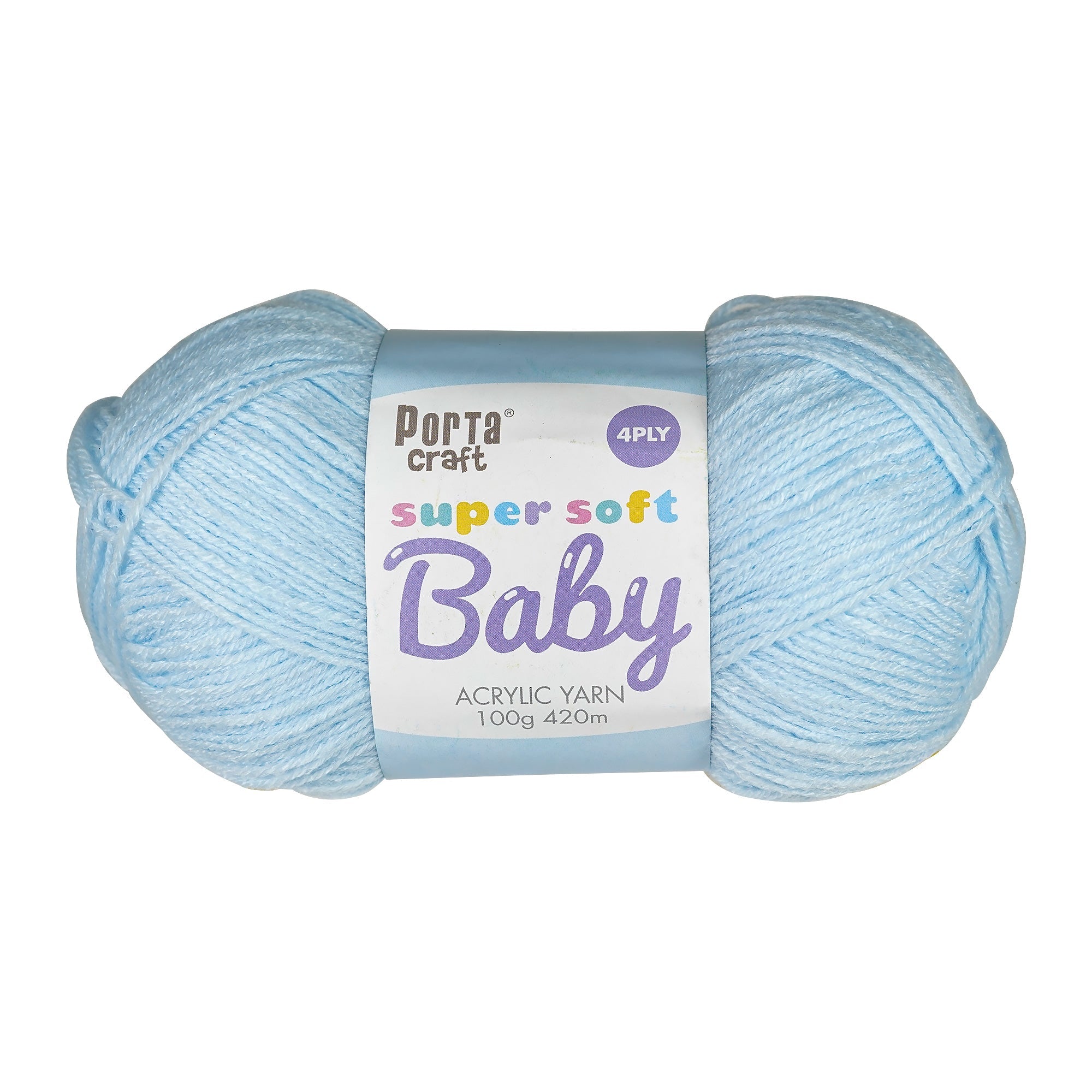 Porta Craft Super Soft Baby Acrylic Yarn 100% 100Gm 420M 4Ply Baby Blue