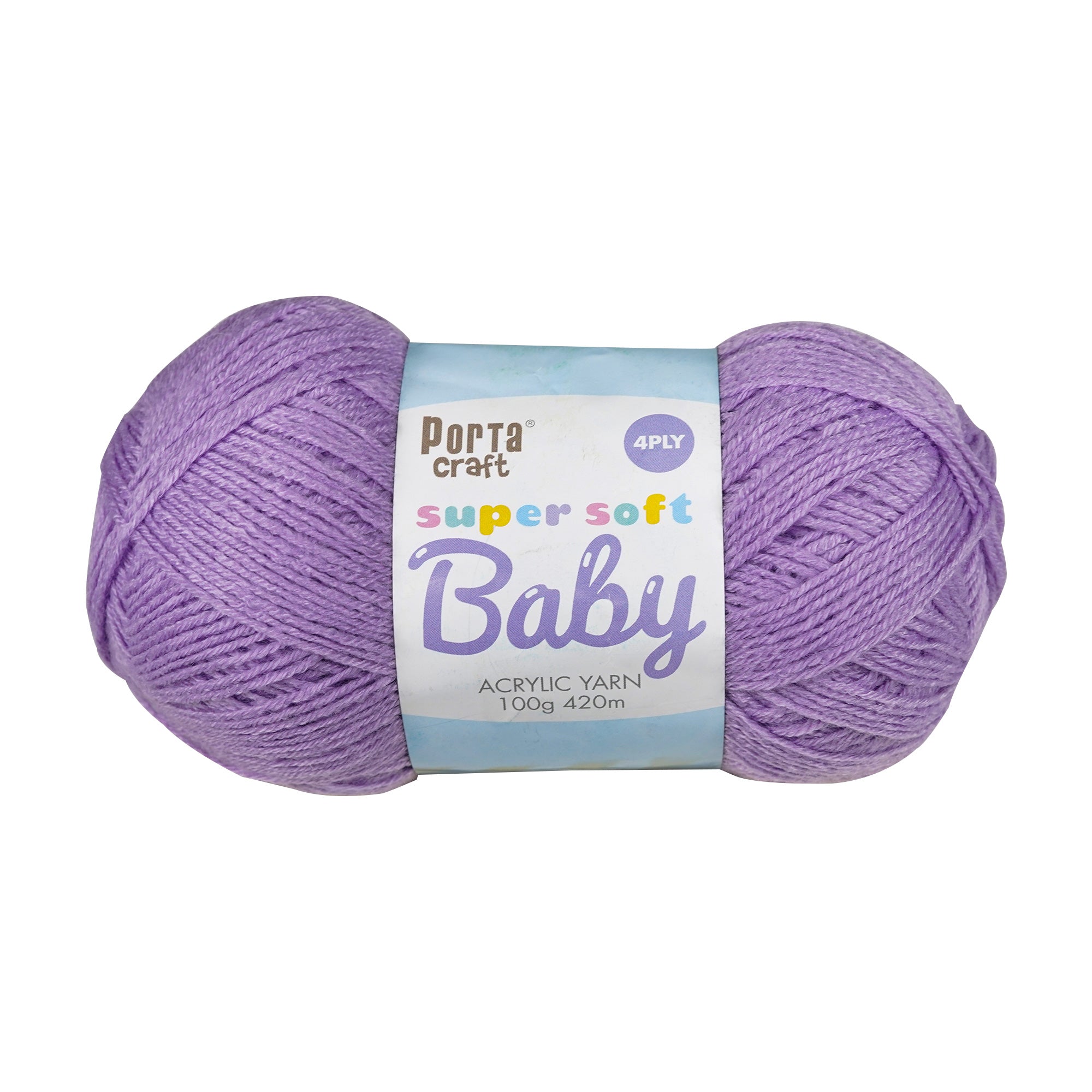 Porta Craft Super Soft Baby Acrylic Yarn 100% 100Gm 420M 4Ply Soft Lilac
